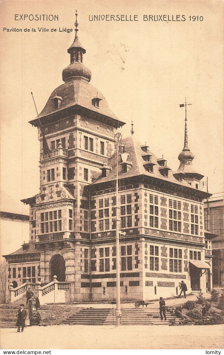 déstockage lot 8 CPA cartes postales Belgique Bruxelles exposition universelle 1910 pavillon ville Liège restaurant ..