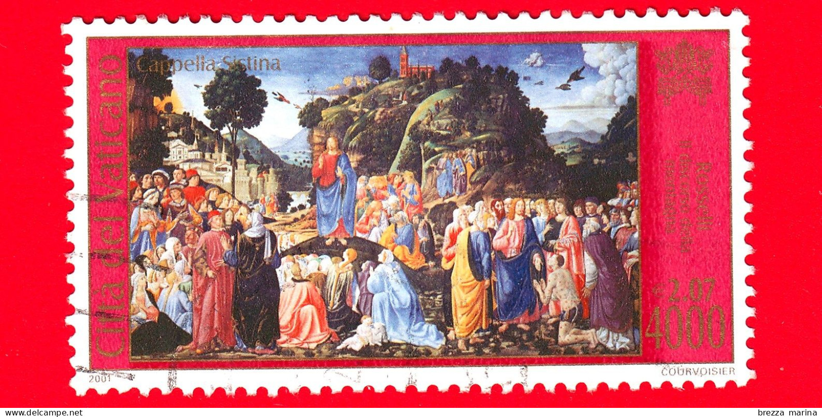 VATICANO - Usato - 2001 - La Cappella Sistina Restaurata - Il Discorso Della Montagna - 4000 L. - 2,07 - Used Stamps