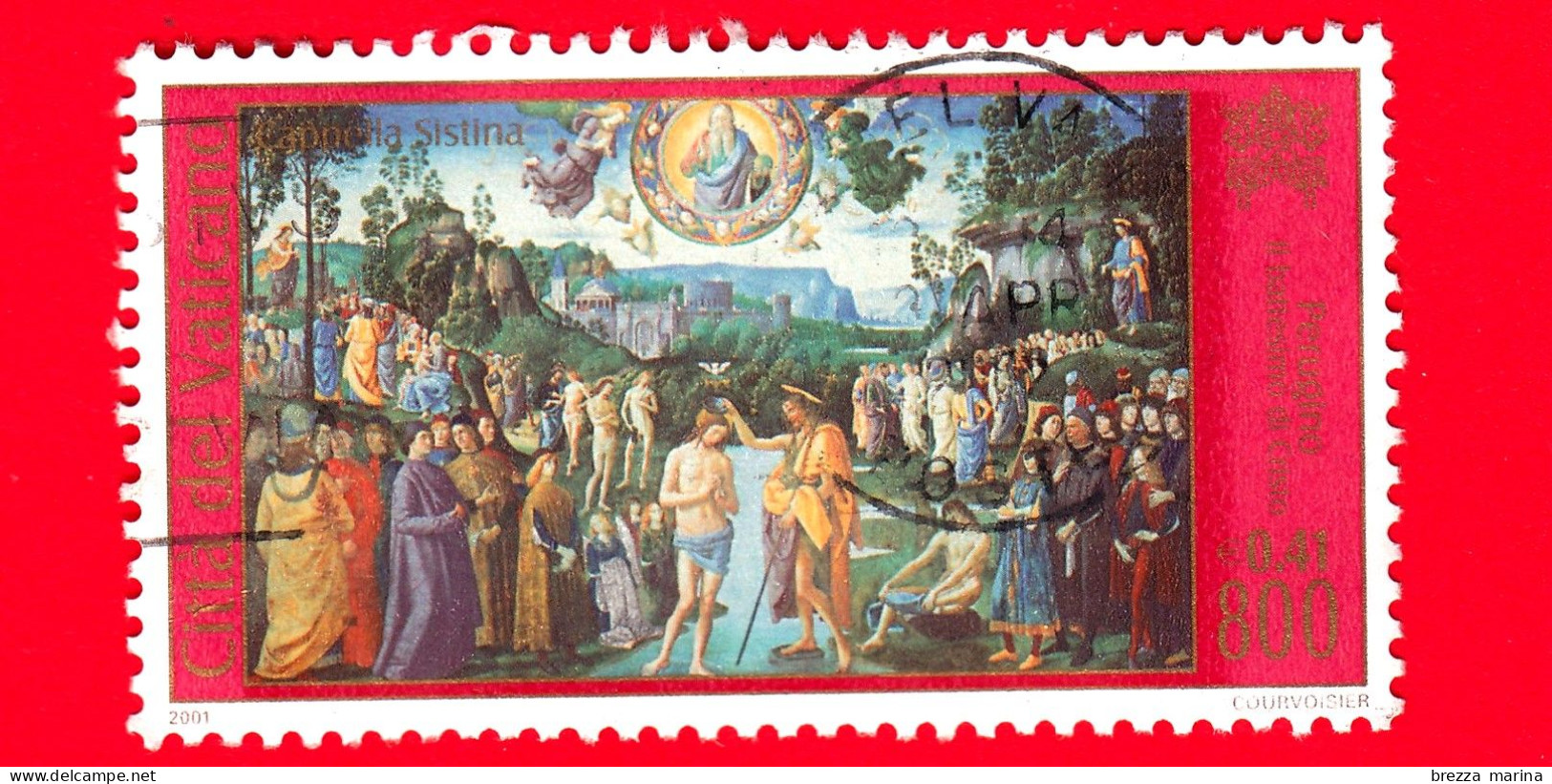 VATICANO - Usato - 2001 - La Cappella Sistina Restaurata - Battesimo Di Cristo - 800 L. - 0,41 - Used Stamps