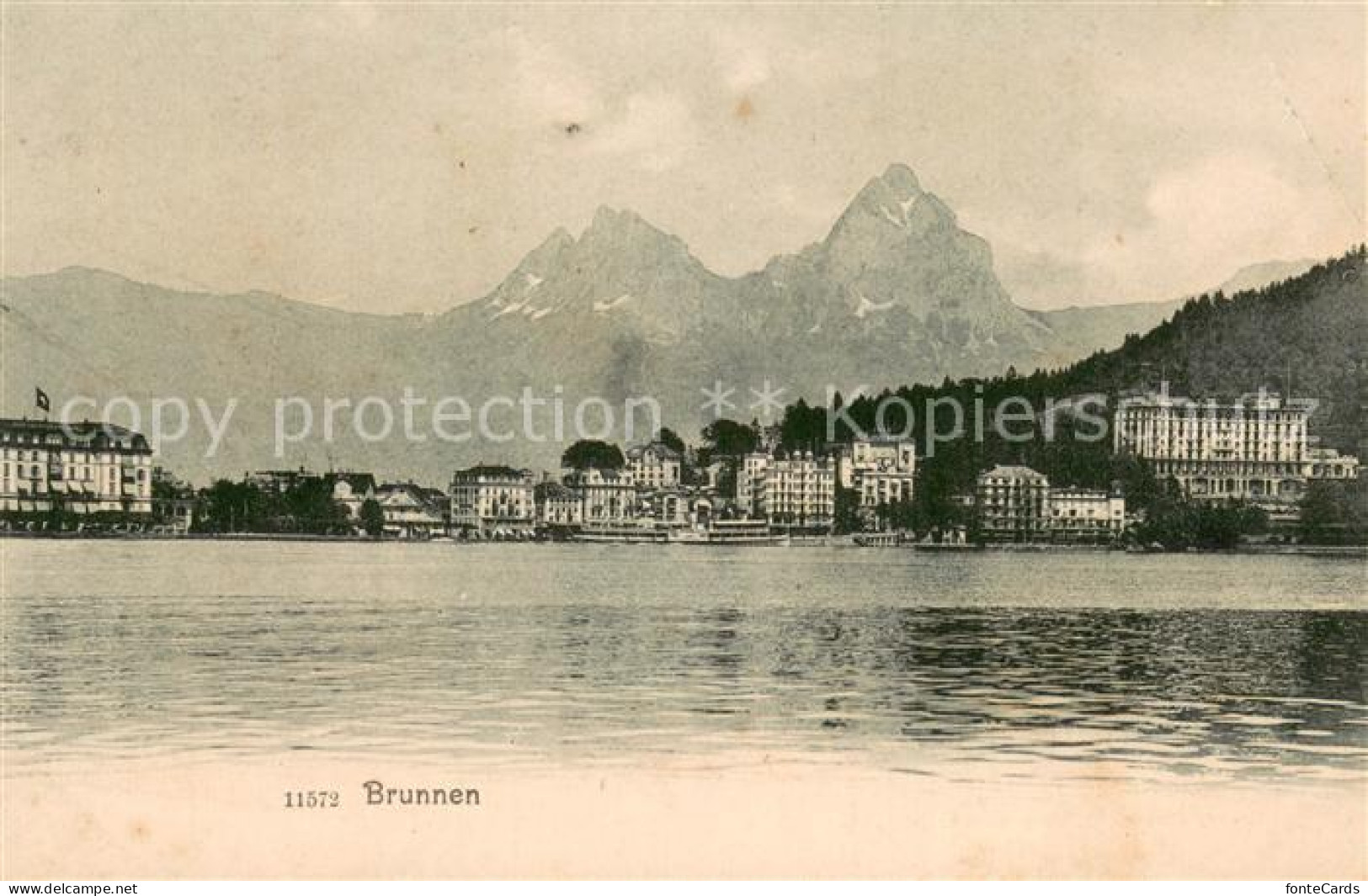 13710063 Brunnen SZ Ansicht Vom Vierwaldstaettersee Aus Blick Zu Den Mythen Brun - Sonstige & Ohne Zuordnung