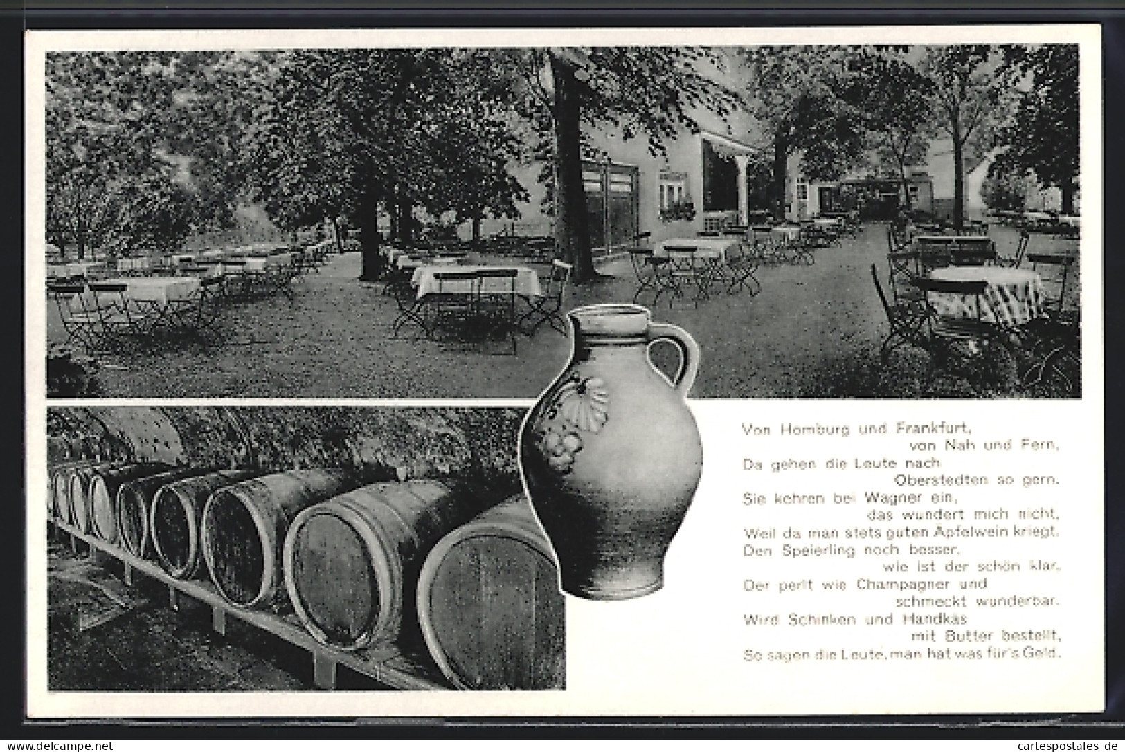 AK Oberstedten, Gasthaus Zum Taunus Mit Gartenlokal, Weinfässer  - Taunus