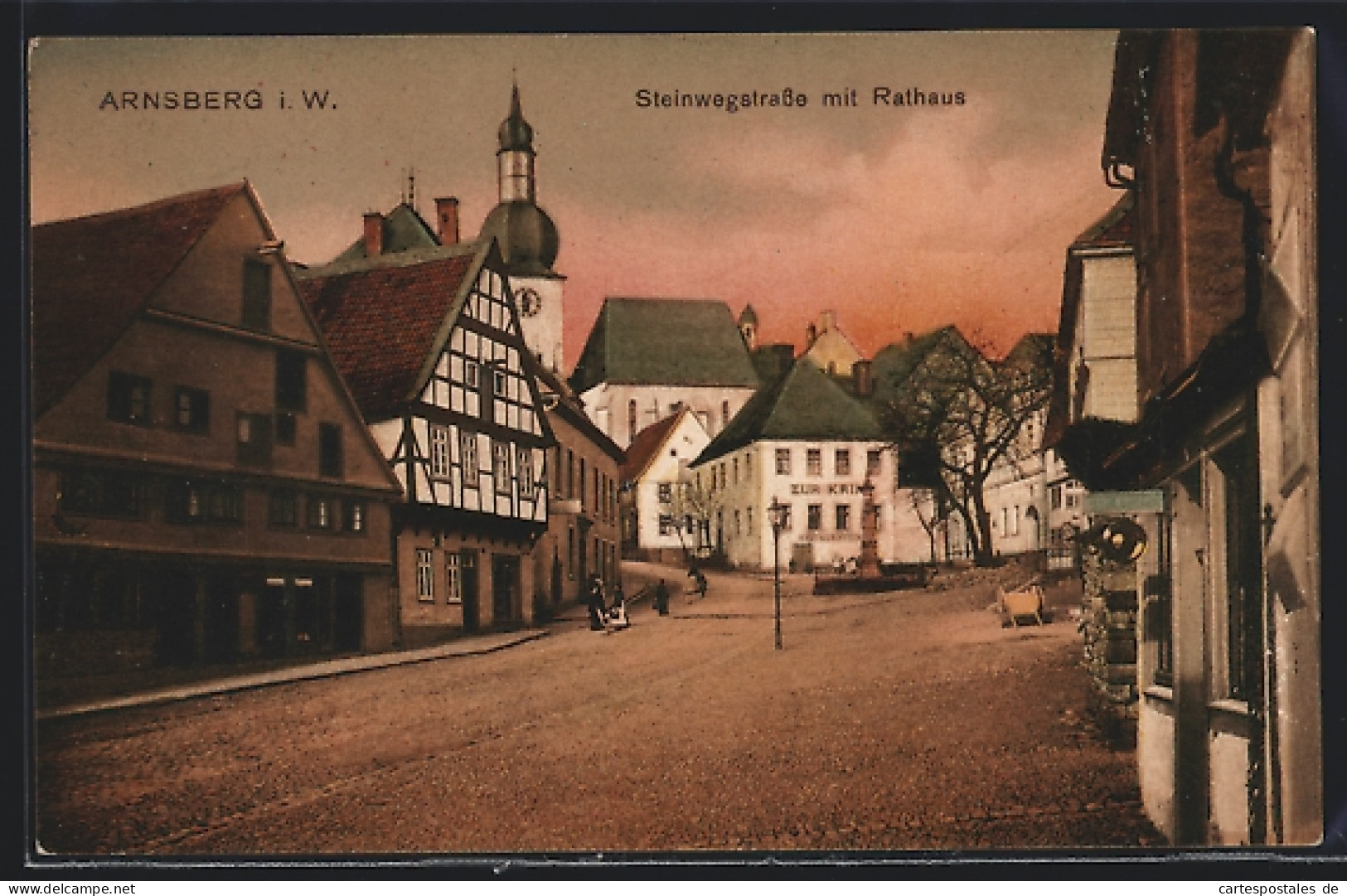 AK Arnsberg I. W., Steinwegstrasse Mit Restaurant Und Rathaus  - Arnsberg