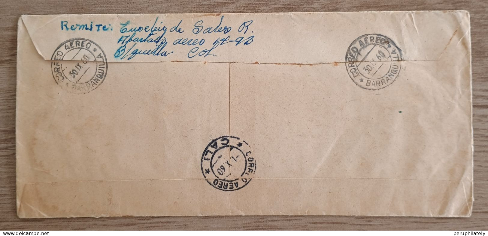 Colombia 1960 Registered Cover , San Isidro Labrador ,  Barranquilla , Cali Cancellations - Colombie