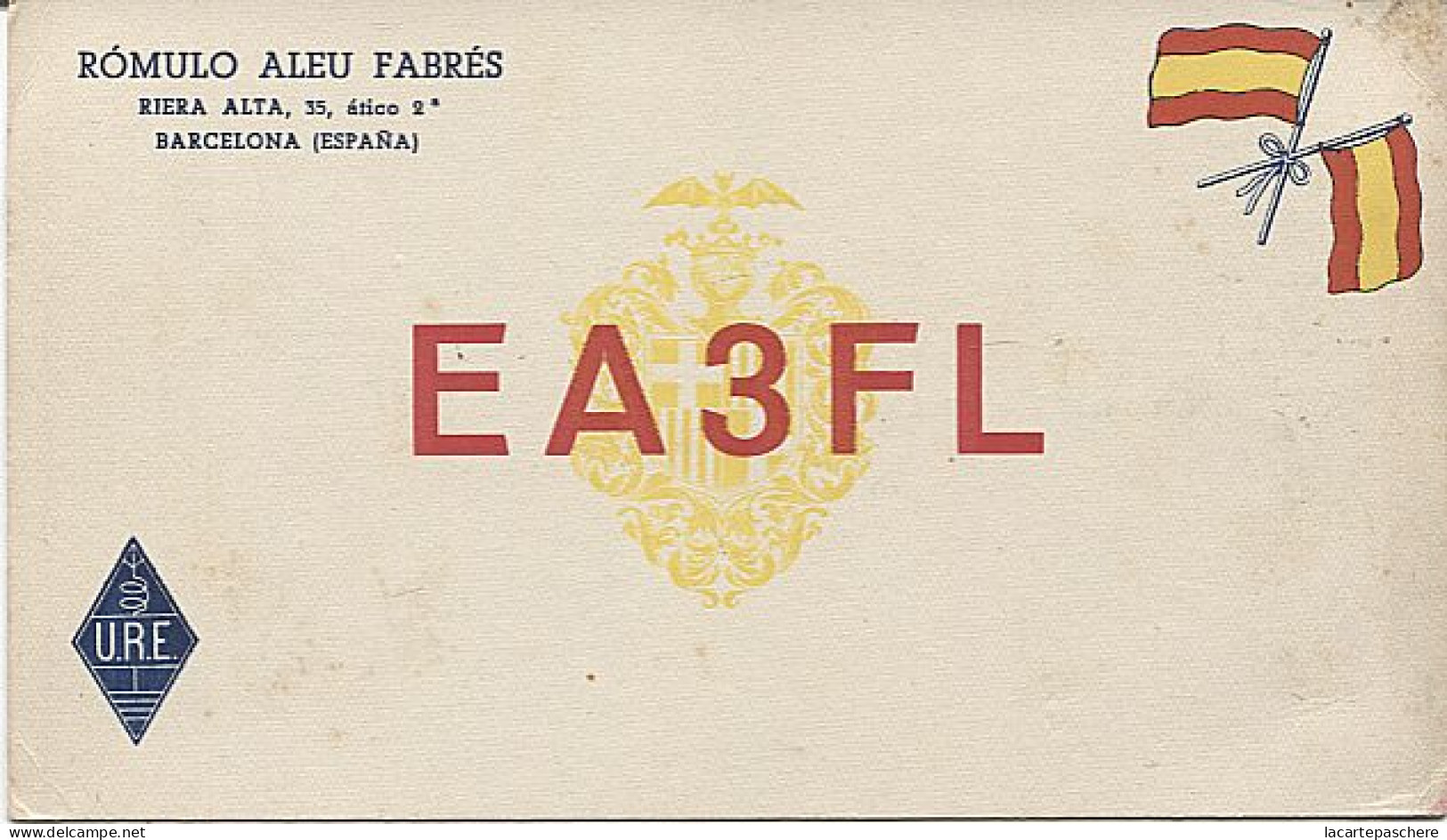 X120909 CARTE QSL RADIO AMATEUR EA3FL ESPAGNE SPAIN ESPANA CATALUNYA CATALOGNE BARCELONA BARCELONE  EN 1950 - Amateurfunk