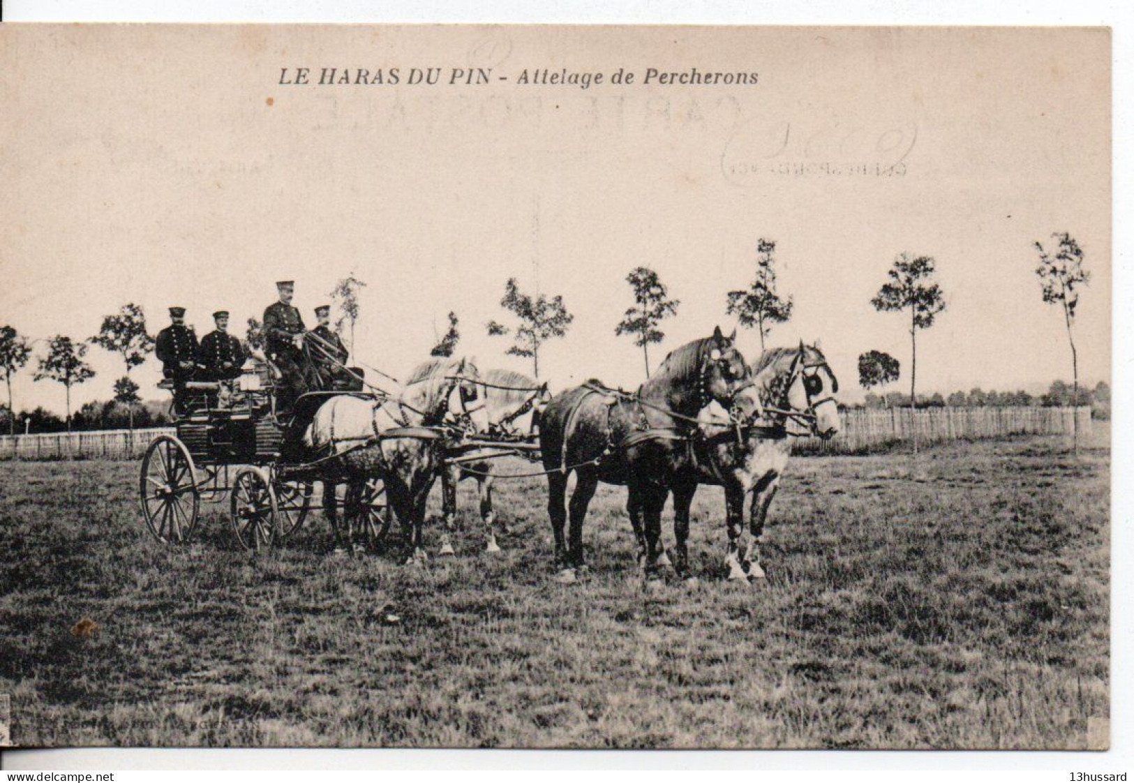 Carte Postale Ancienne Le Haras Du Pin - Attelage De Percherons - Chevaux, Le Pin Au Haras - Autres & Non Classés