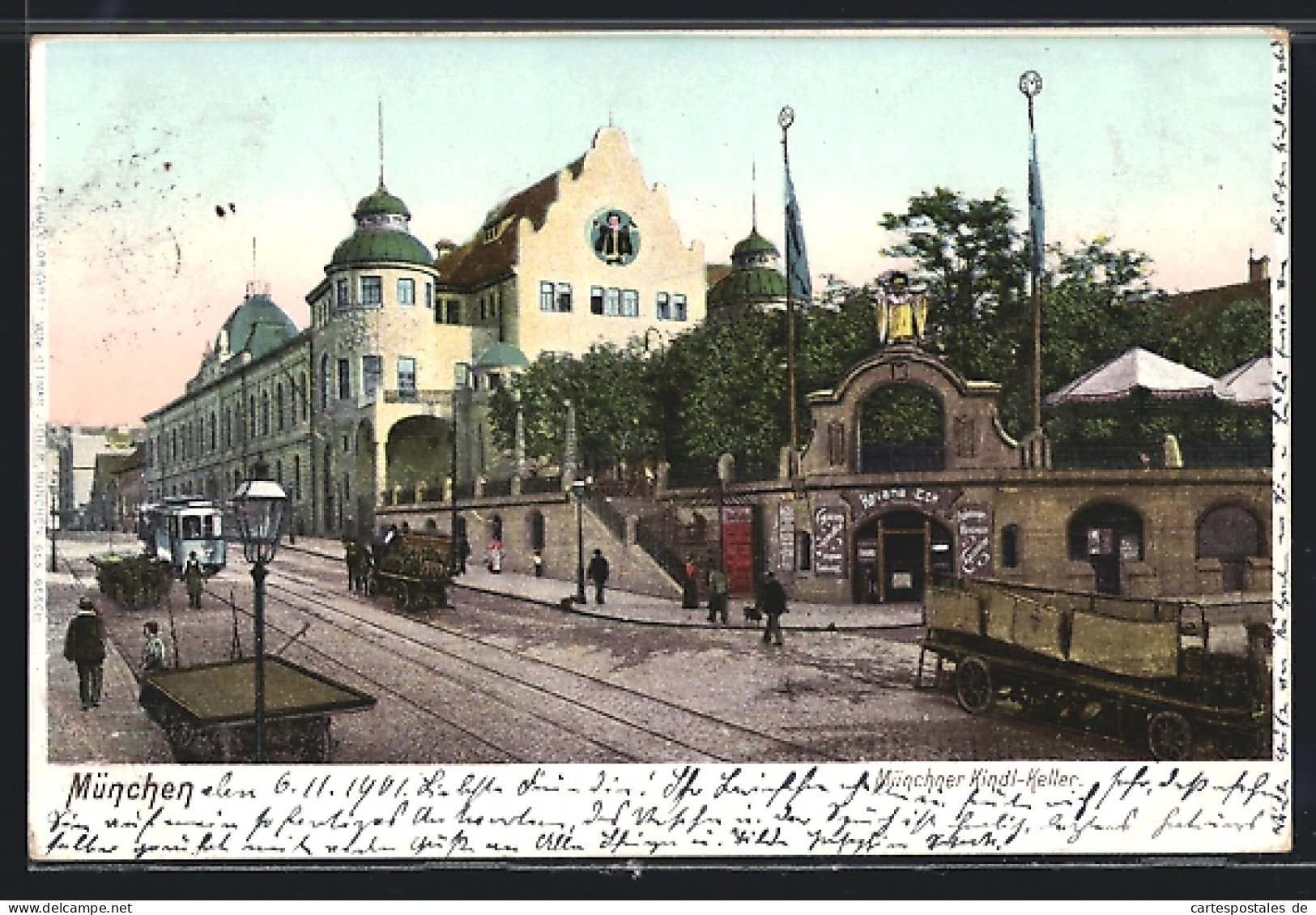 AK München-Haidhausen, Gasthof Münchner Kindl-Keller, Strassenbahn  - Muenchen