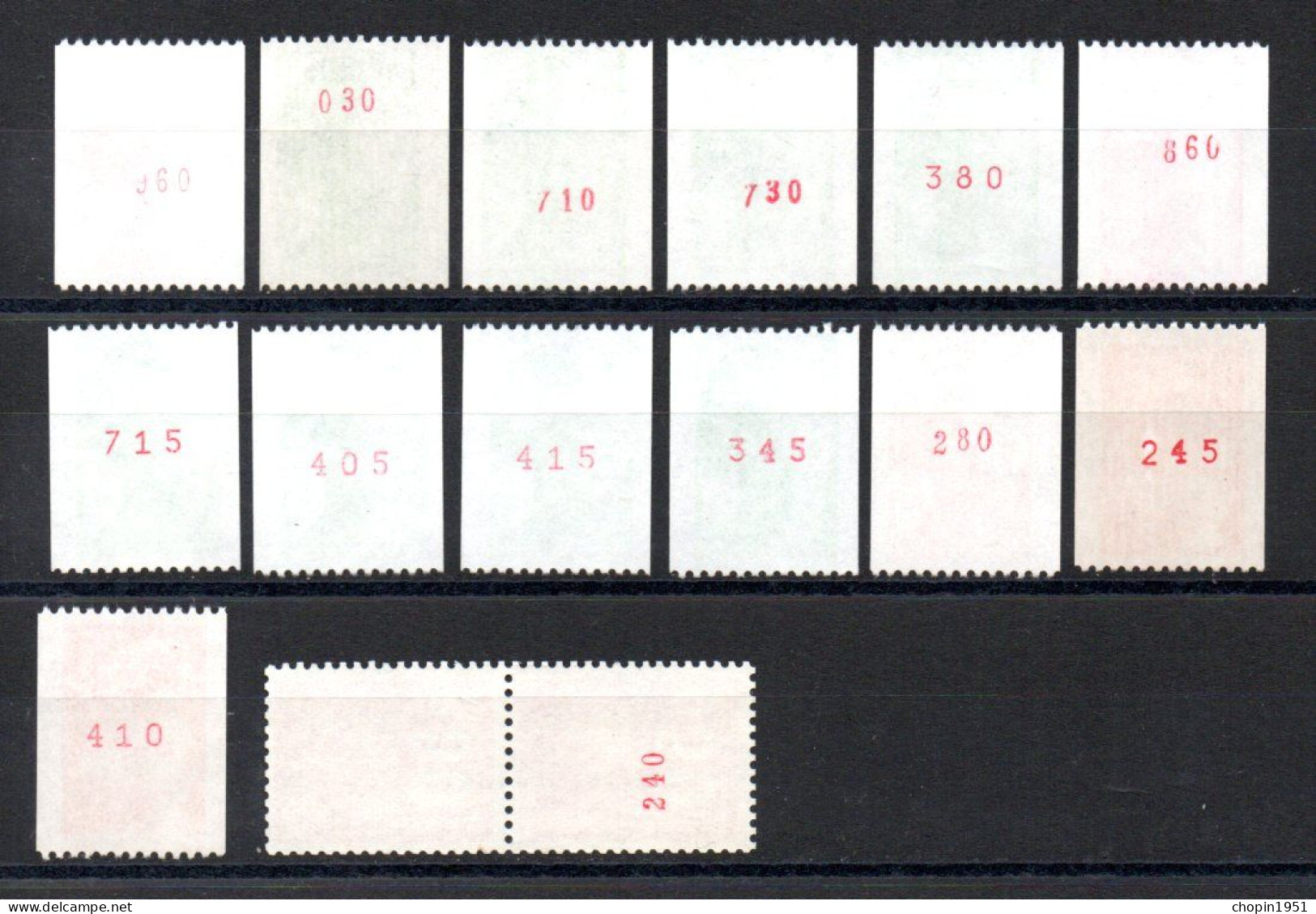 Lot De 33 Timbres Avec Numéros De Roulettes Au Dos - Coil Stamps