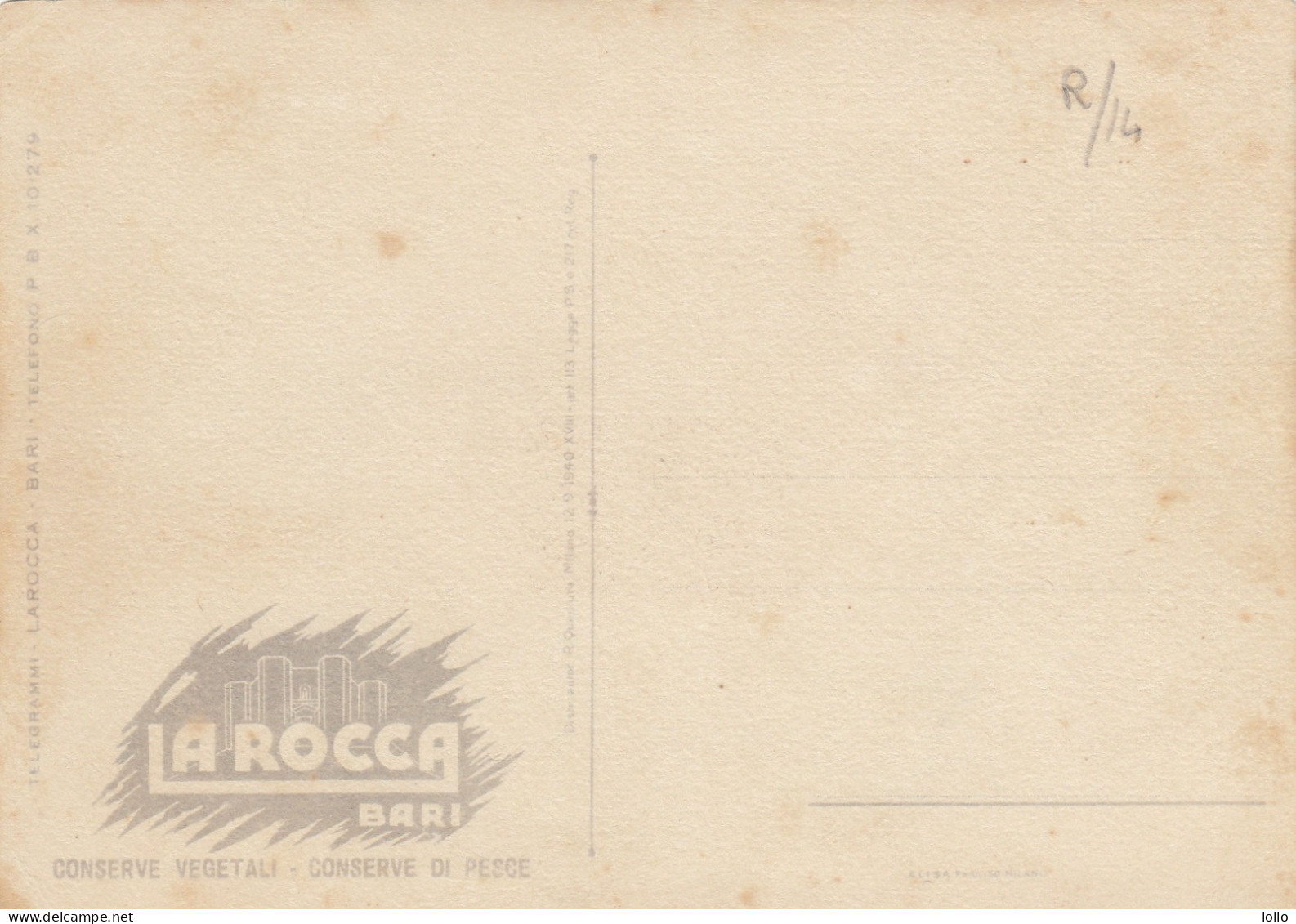 Pubblicitarie -  La Rocca  -  Conserve - Bari   -  F. Grande  -  Nuova  - Molto Bella  - F.ta  Boccasile - Werbepostkarten