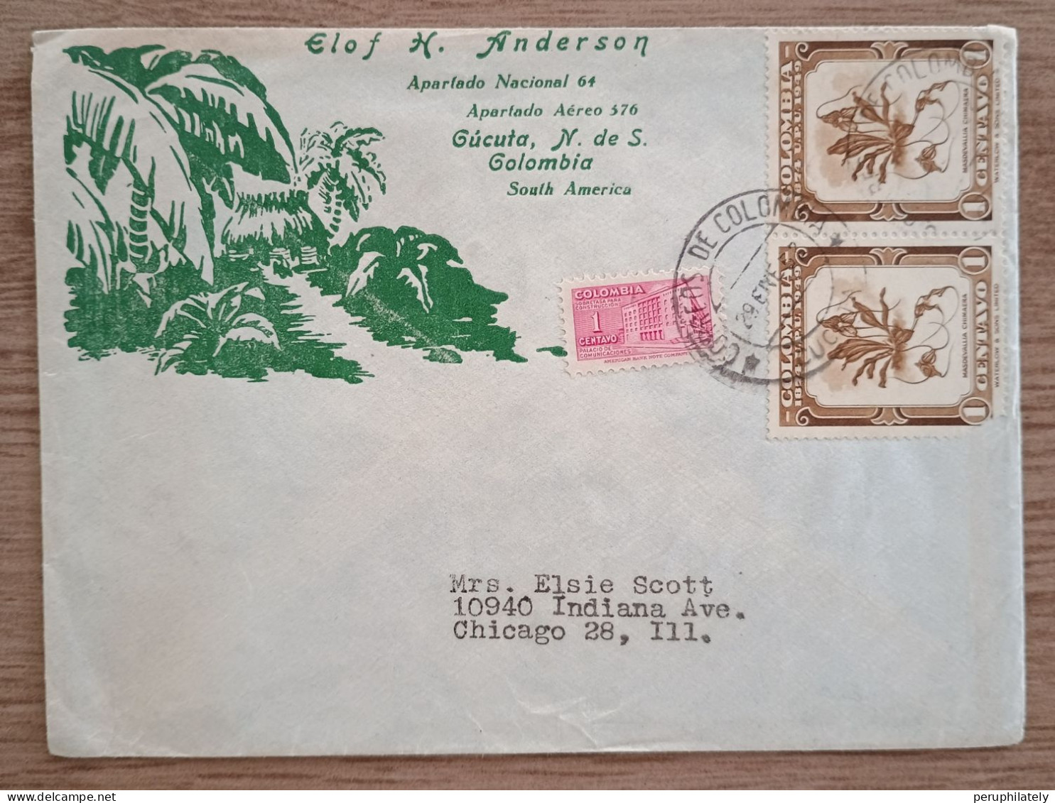 Colombia Commercial Cover Flora & Surcharge Stamps Sent To US - Kolumbien