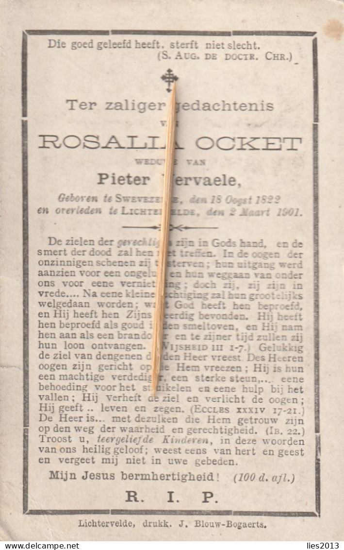 Zwevezele, Swevezeele, Lichtervelde, 1901, Rosalia Ocket, Vervaele - Imágenes Religiosas