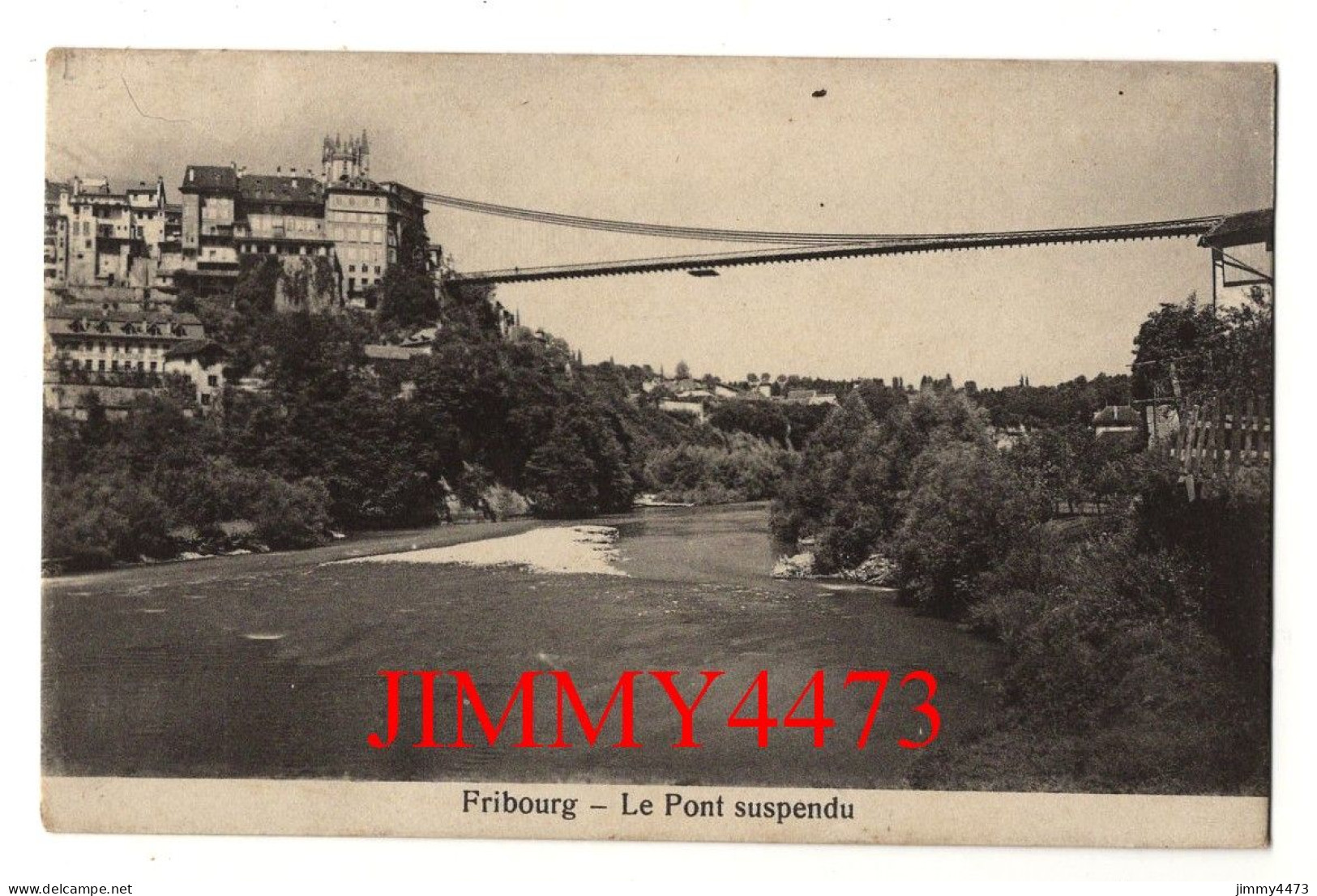 FRIBOURG En 1903 - Le Pont Suspendu - Edit. Louis Burgy Lausanne 1521 - Fribourg