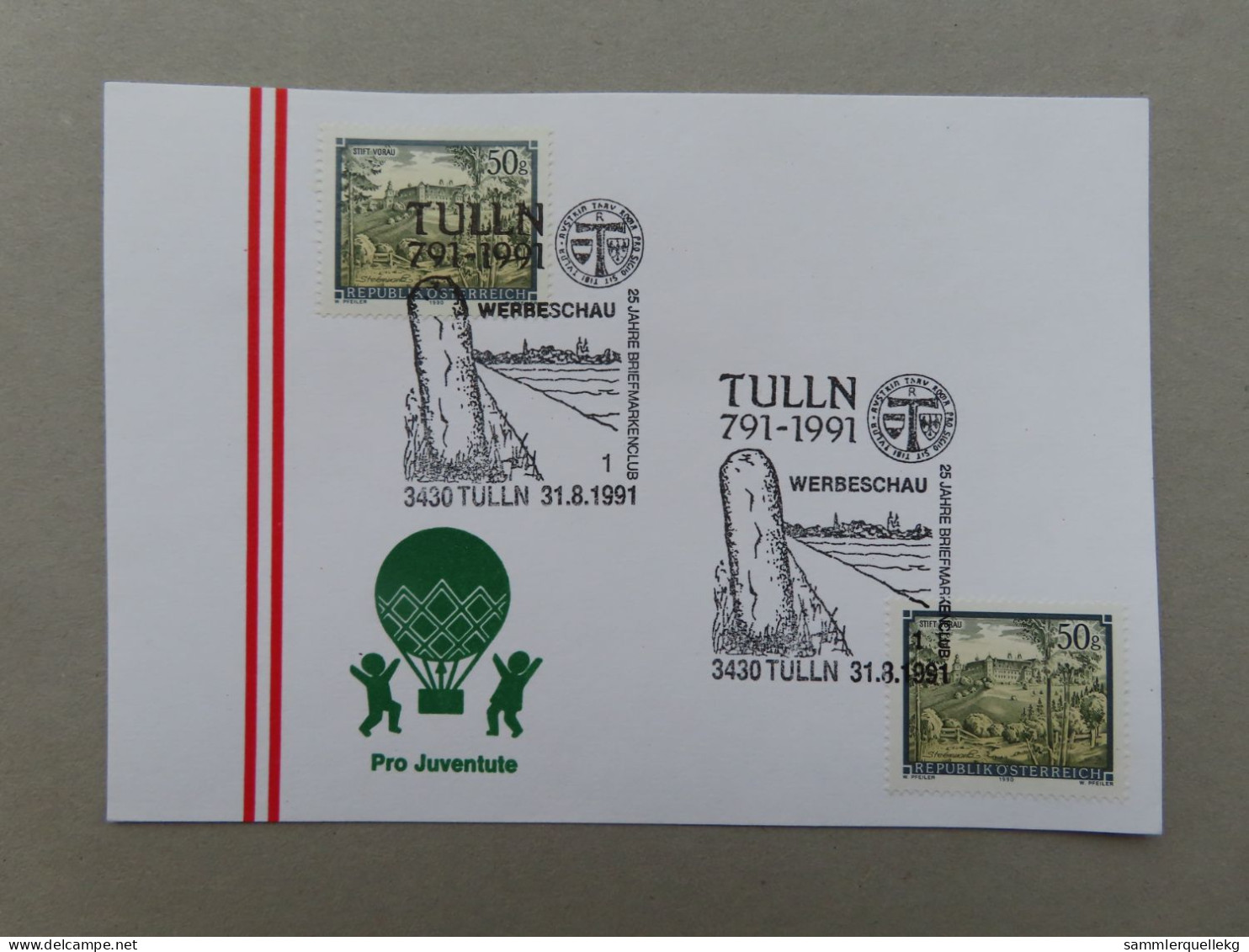 Österreich Pro Juventute - Mit Sonderstempel 31. 8. 1991 Tulln, Tulln 791 - 1991 (Nr.1027) - Autres & Non Classés