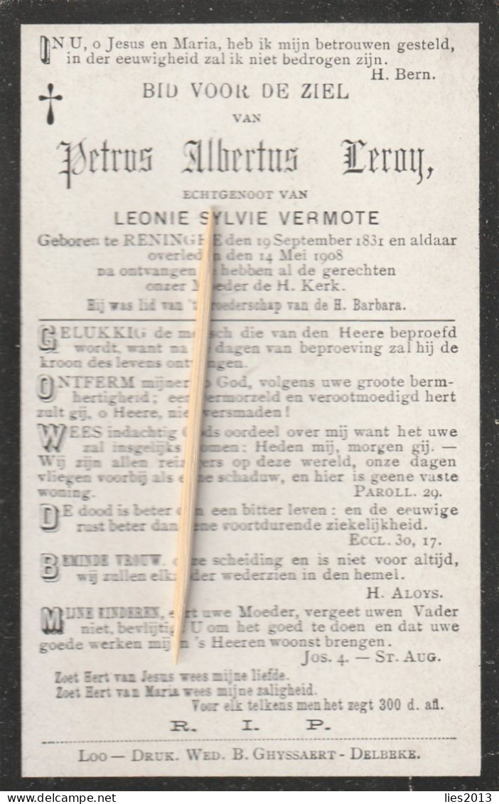 Reninge, Reninghe, 1908, Petrus Leroy, Vermote, - Santini