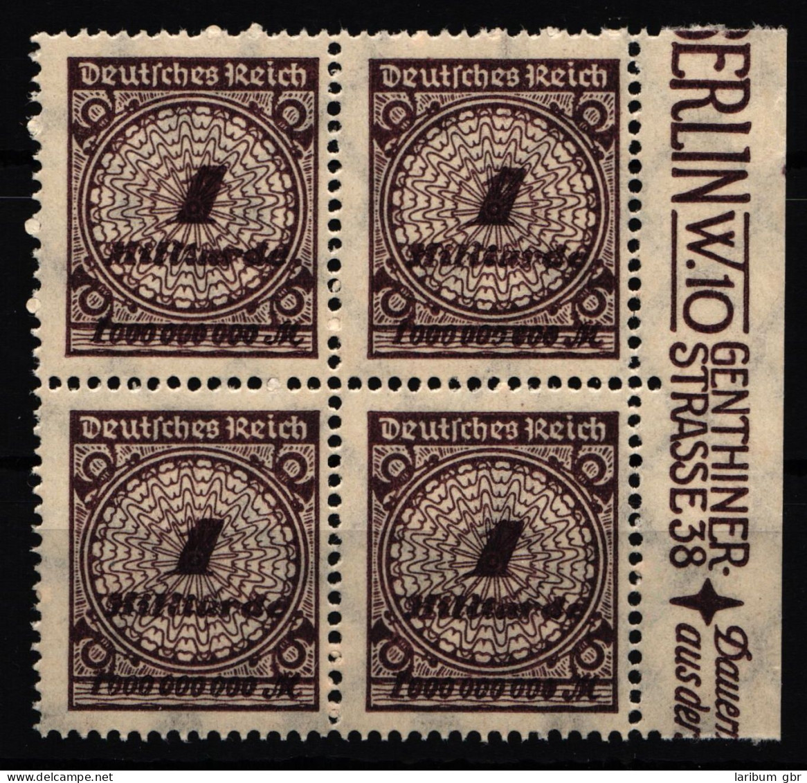 Deutsches Reich 325 Postfrisch 4er Block,, Feldmerkmale Pe3, Pe6 #HA843 - Other & Unclassified