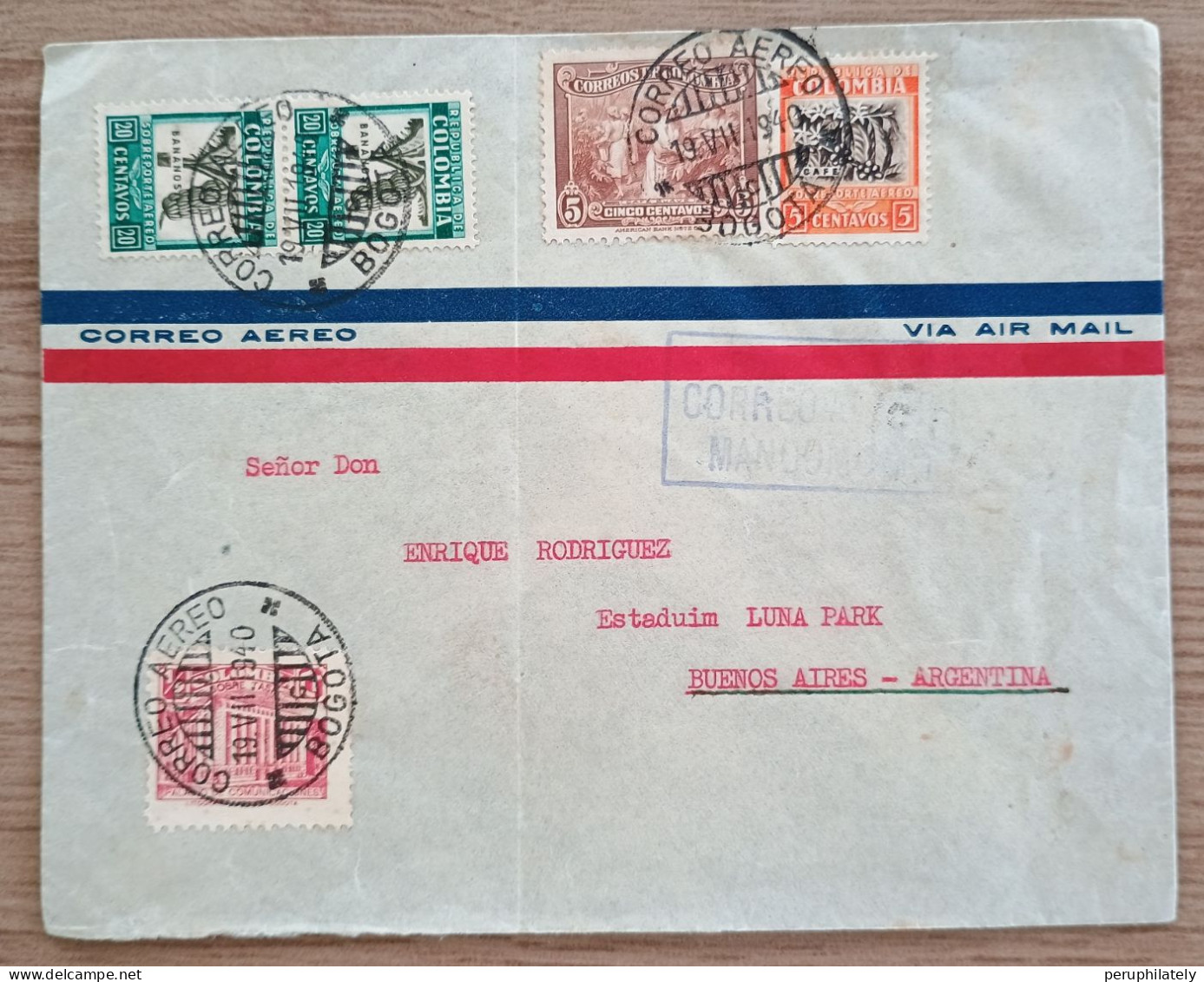 Colombia Cover 1940, Coffee & Banana Stamps , Bogota Cancellation - Kolumbien