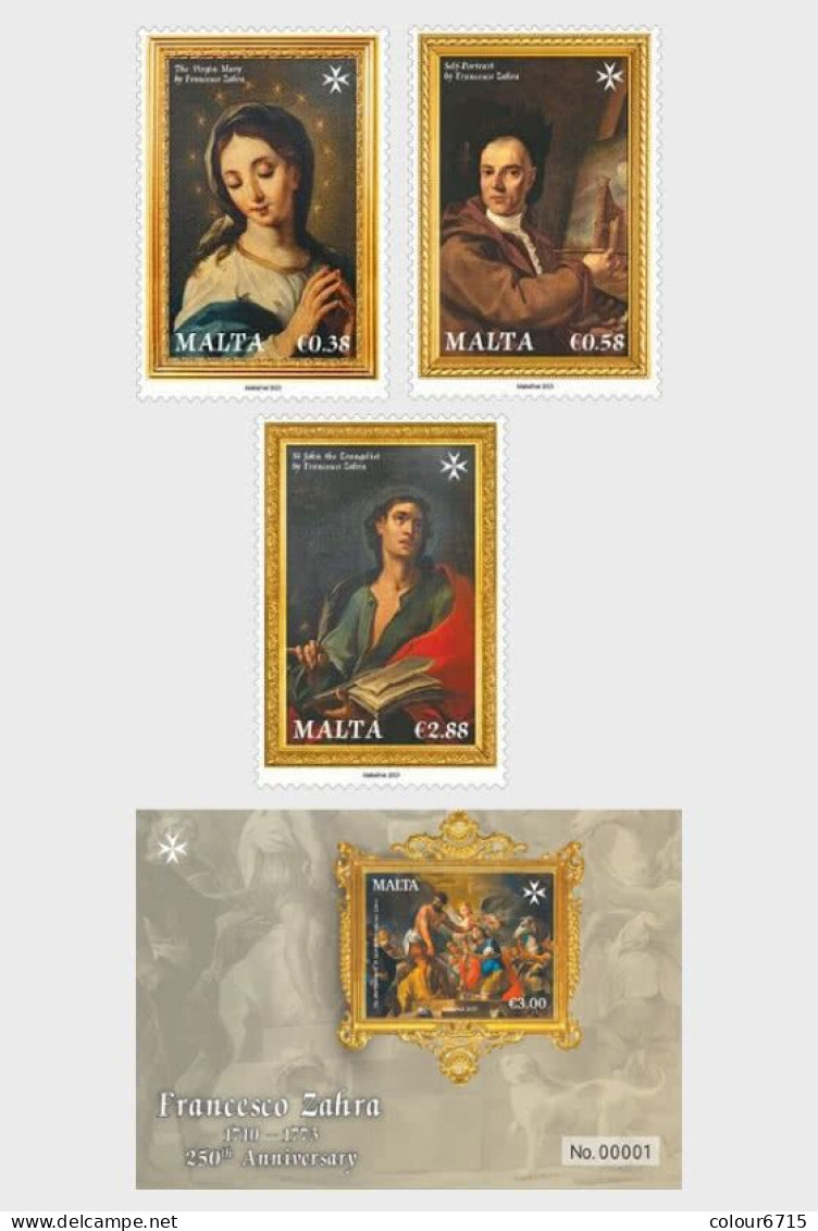 Malta 2023 The 250th Anniversary Of The Death Of Francesco Zahra, Painter (stamps 3v+SS/Block) MNH - Malte