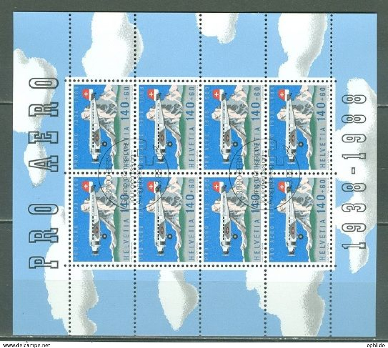 Suisse     PA 49  En Feuillet De 8    Ob    TB  Avion   Cote 30 Euro   - Usados