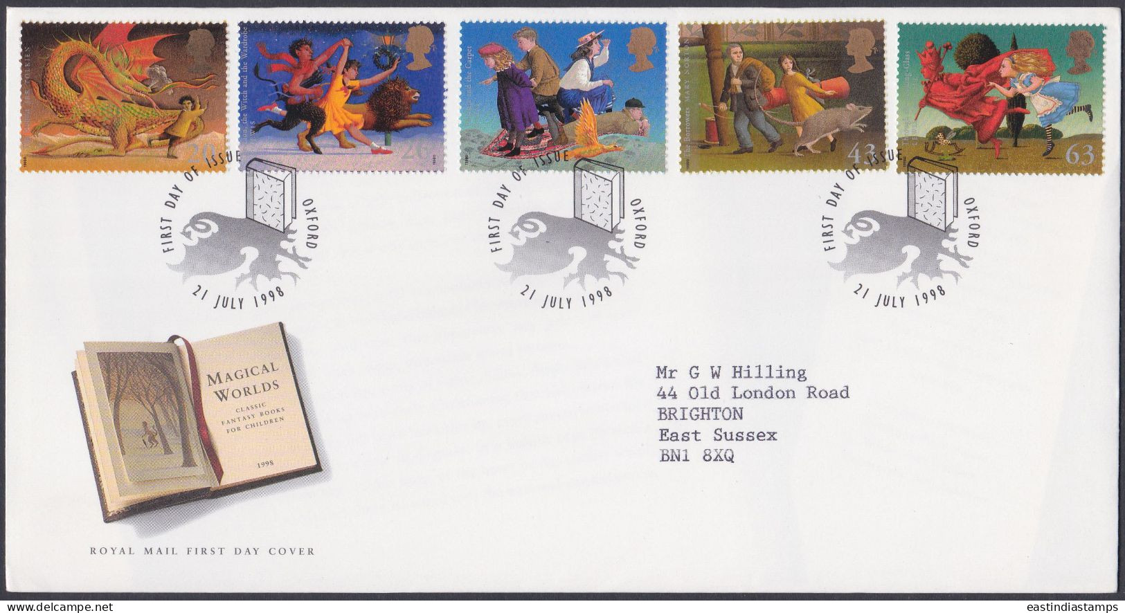 GB Great Britain 1998 FDC Books For Children, Book, Books, Fantasy, Story, Dragon, Pictorial Postmark, First Day Cover - Briefe U. Dokumente