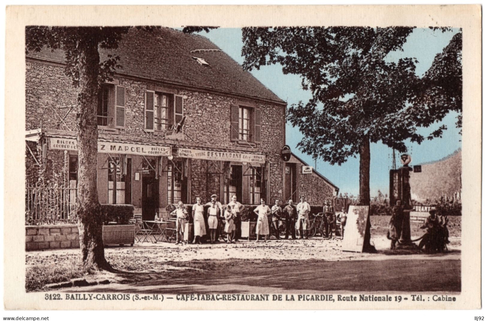 CPA 77 - BAILLY CARRROIS (Seine Et Marne) - 3122. Café-Tabac-Restaurant De La Picardie, Route Nationale 19. - Baillycarrois