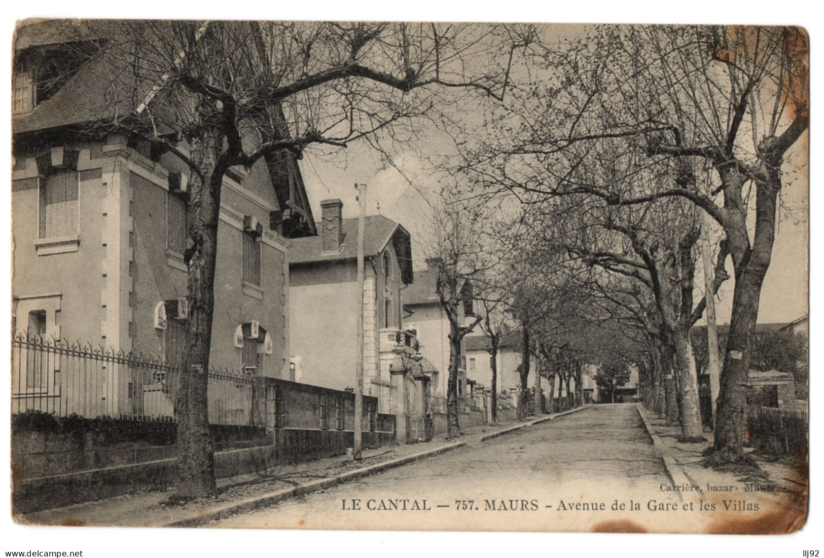 CPA 15 - MAURS (Cantal) - 757. Avenue De La Gare Et Les Villas - Ed. Carrière - Peu Courante - Sonstige & Ohne Zuordnung