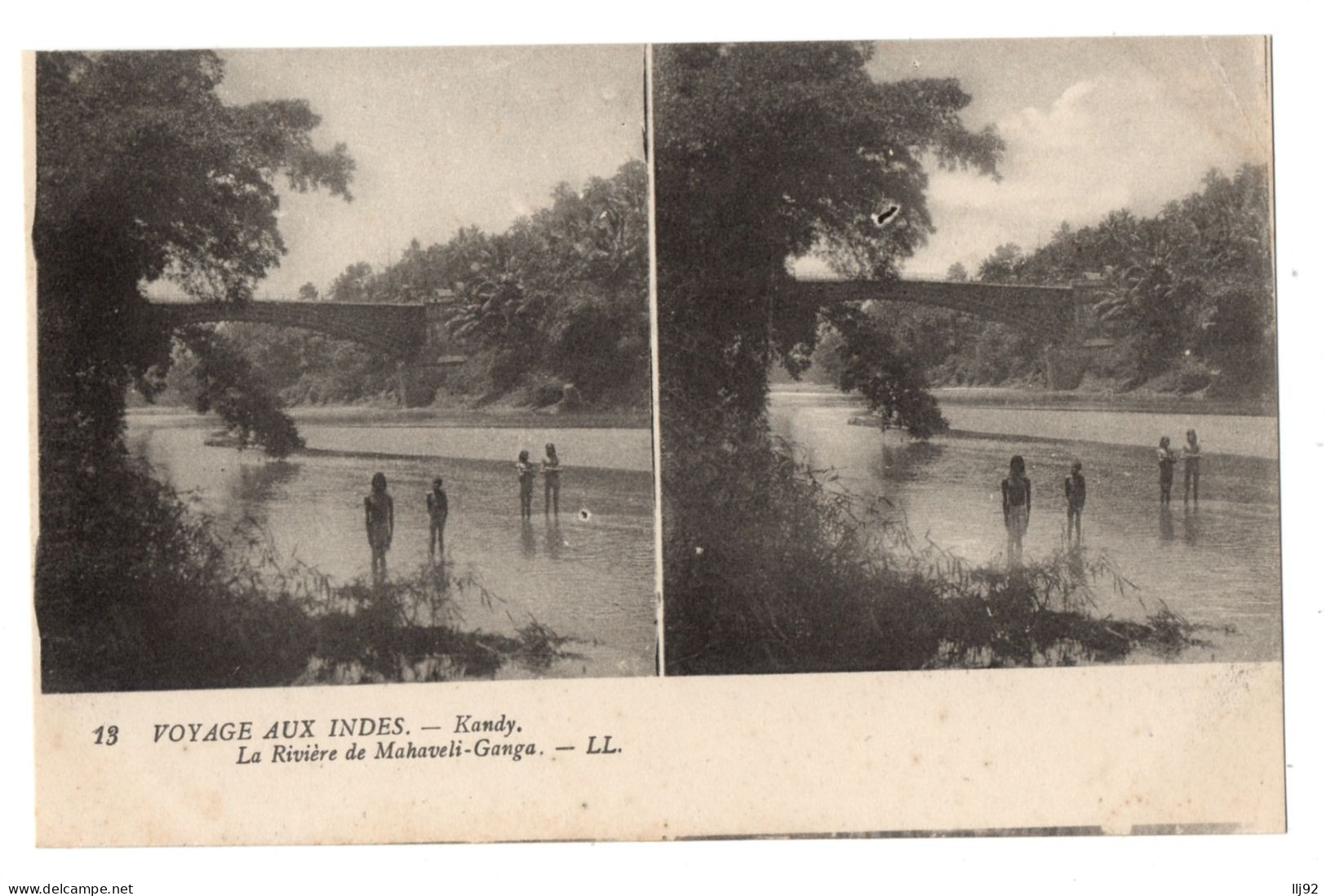 CPA  Stéréoscopique - Voyage Aux INDES - 13. KANDY. La Rivière De Mahaveli-Ganga - LL  - Stereoscopische Kaarten