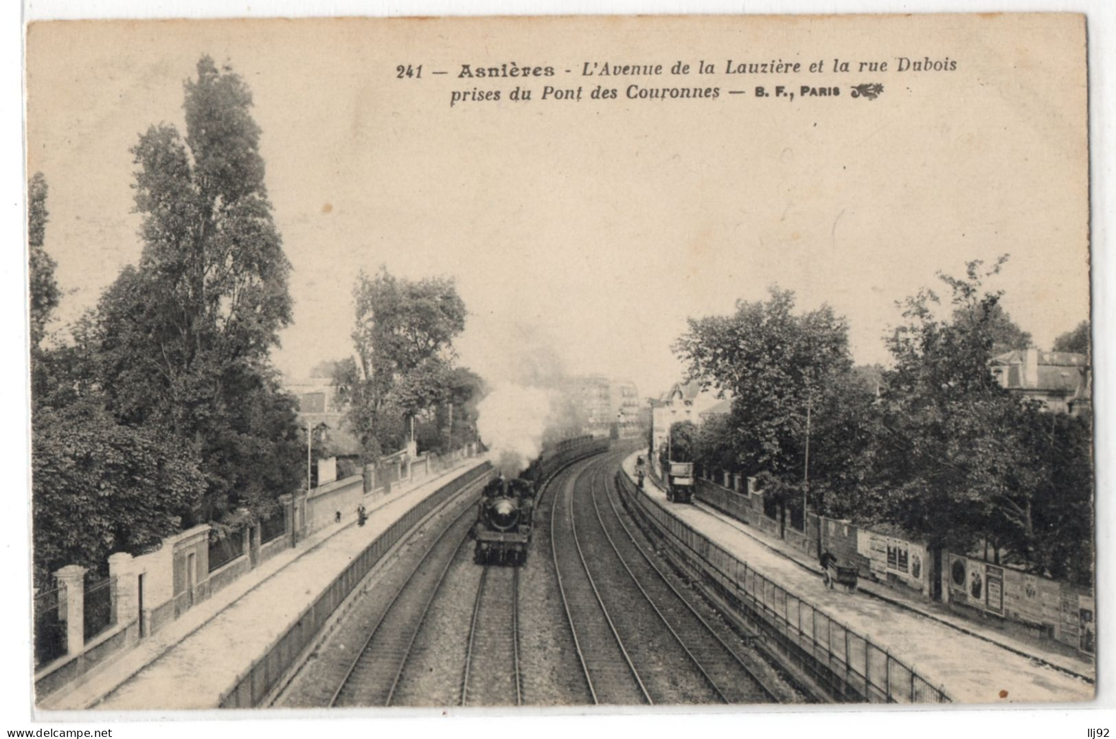 CPA 92 - ASNIERES (Hauts De Seine) - 241.  L'Avenue De La Lauzière Et La Rue Dubois Prises Du Pont Des Couronnes - B.F. - Estaciones Con Trenes