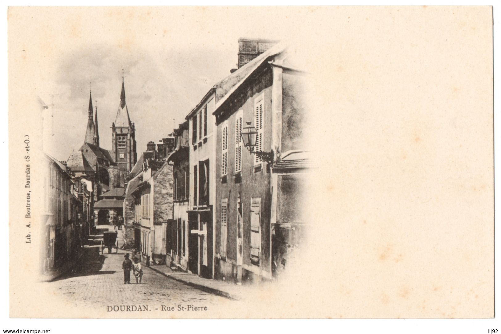 CPA 91 - DOURDAN (Essonne) - Rue Saint-Pierre - Dos Simple - Ed. Boutroue - Dourdan