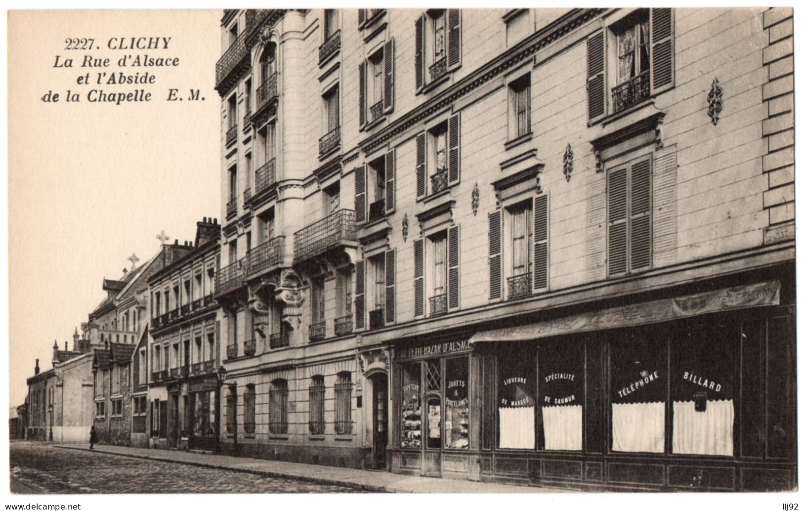 CPA 92 - CLICHY (Hauts De Seine) - 2227. La Rue D'Alsace Et L'Abside De La Chapelle - E. M. - Clichy