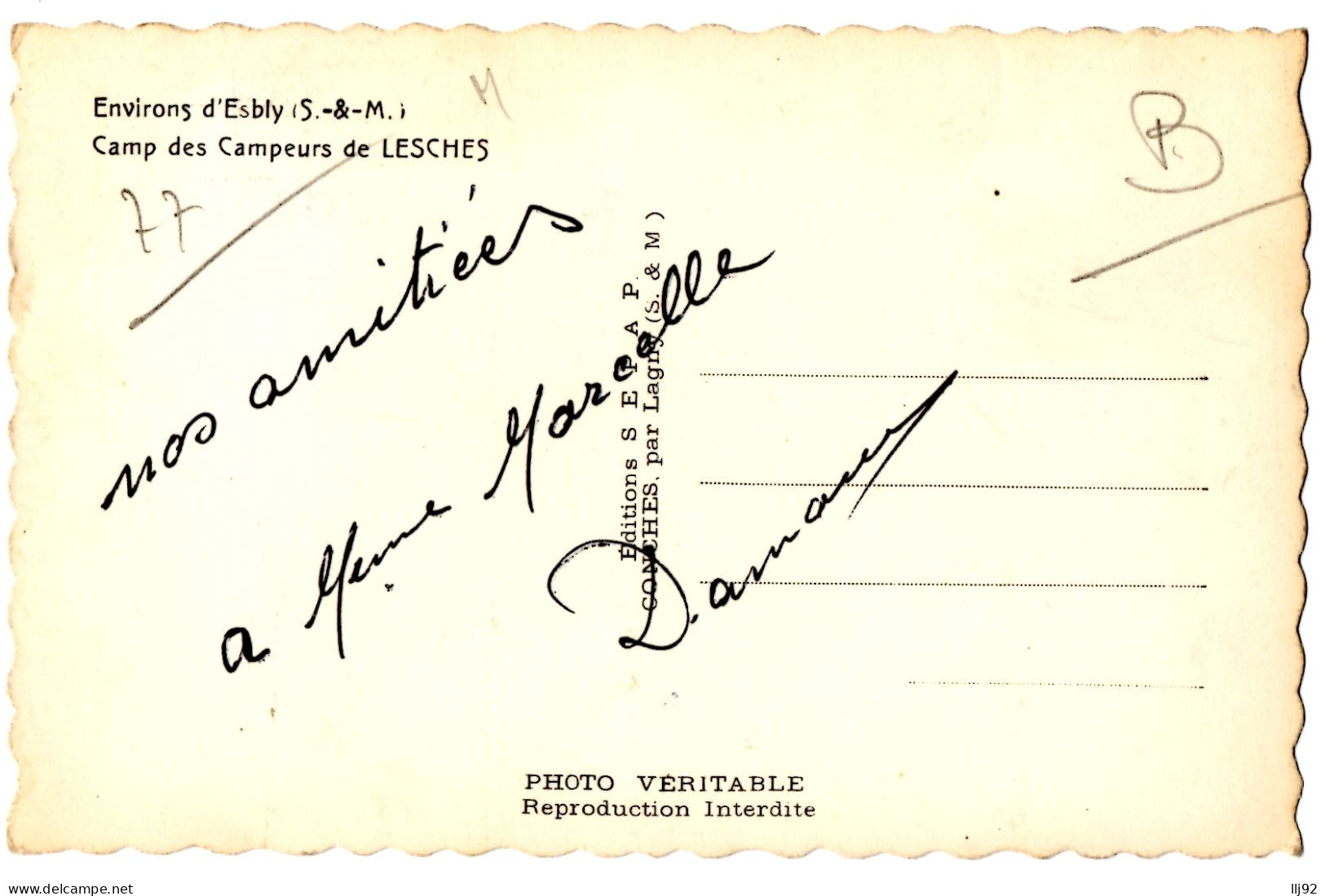 CPSM PF 77 - Environs D'ESBLY (Seine Et Marne) - Camp Des Campeurs De LESCHES - Ed. Sepap - TBE - Esbly