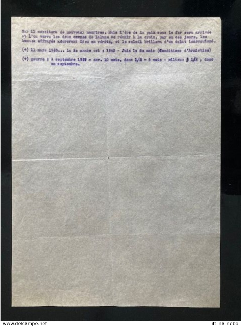 Tract Presse Clandestine Résistance Belge WWII WW2 Prophétie De St Odile 2 Pages (Ecoute ,écoute,ô Mon Frère...) - Documents