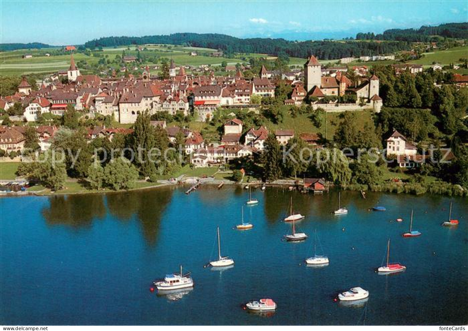 13707524 Murten Morat See Und Stadt Fliegeraufnahme Murten Morat - Autres & Non Classés