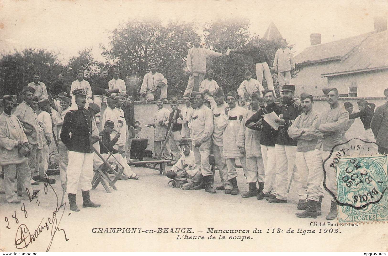 41 CHAMPIGNY EN BEAUCE - Manoeuvres Du 113 De Ligne 1905 - L'heure De La Soupe - Autres & Non Classés