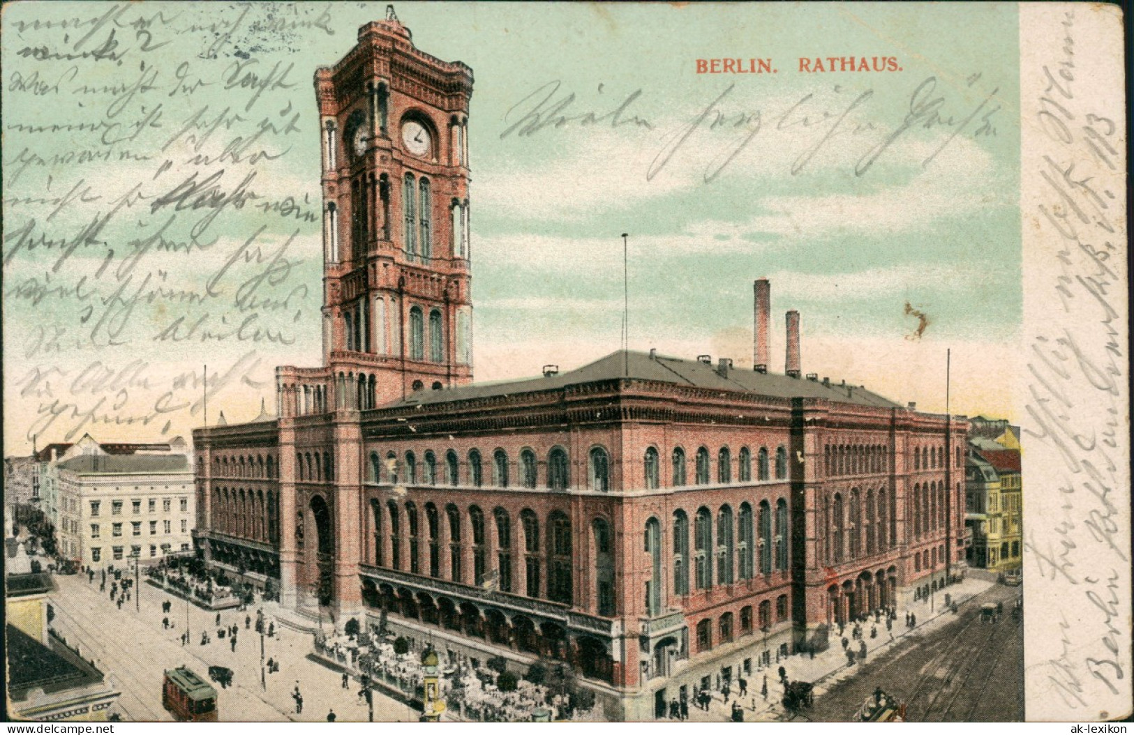 Ansichtskarte Mitte-Berlin Rotes Rathaus 1908 - Mitte