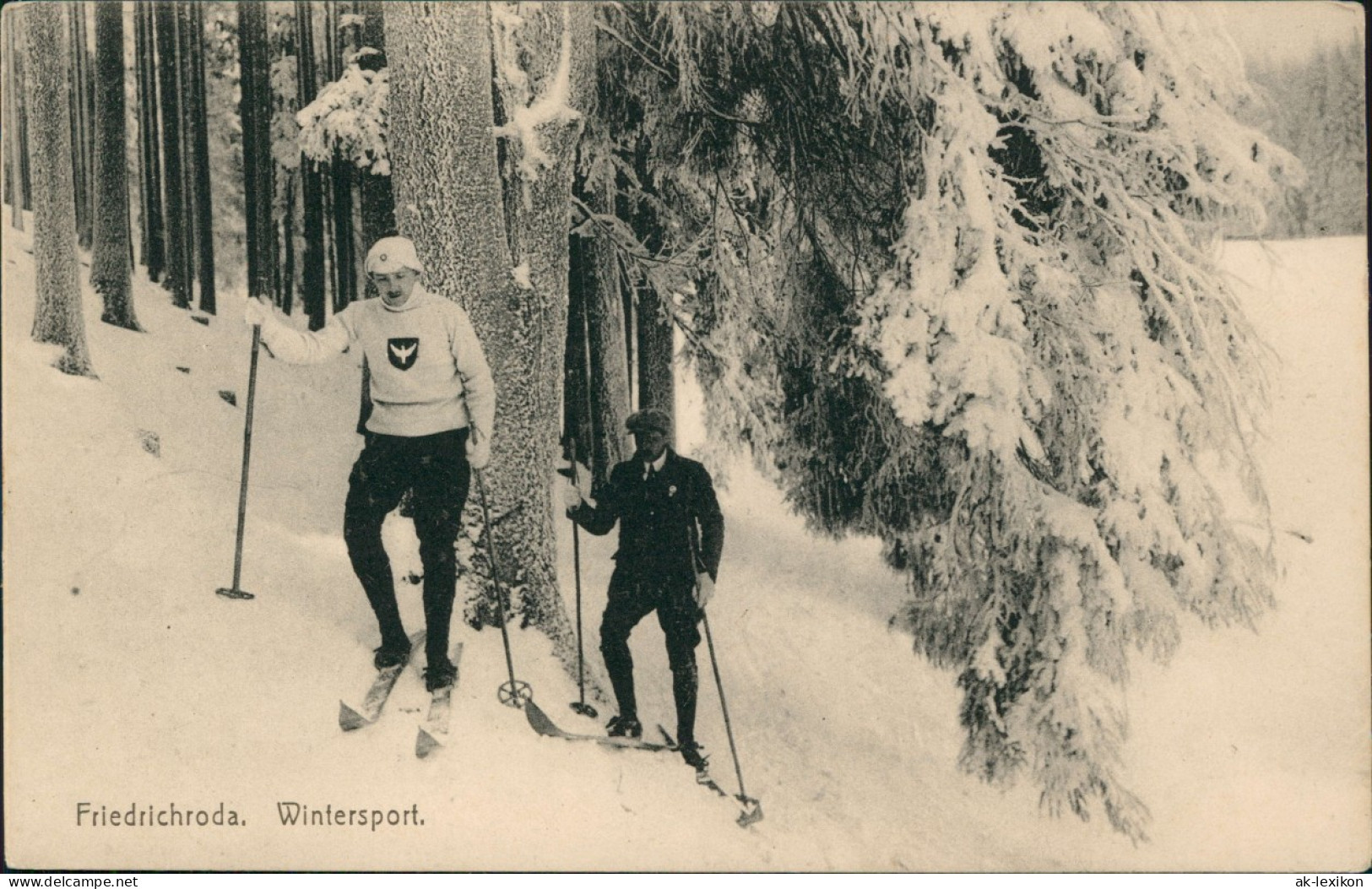 Ansichtskarte Friedrichroda Umland-Ansicht, Wintersport, Leute Auf Ski 1919 - Friedrichroda