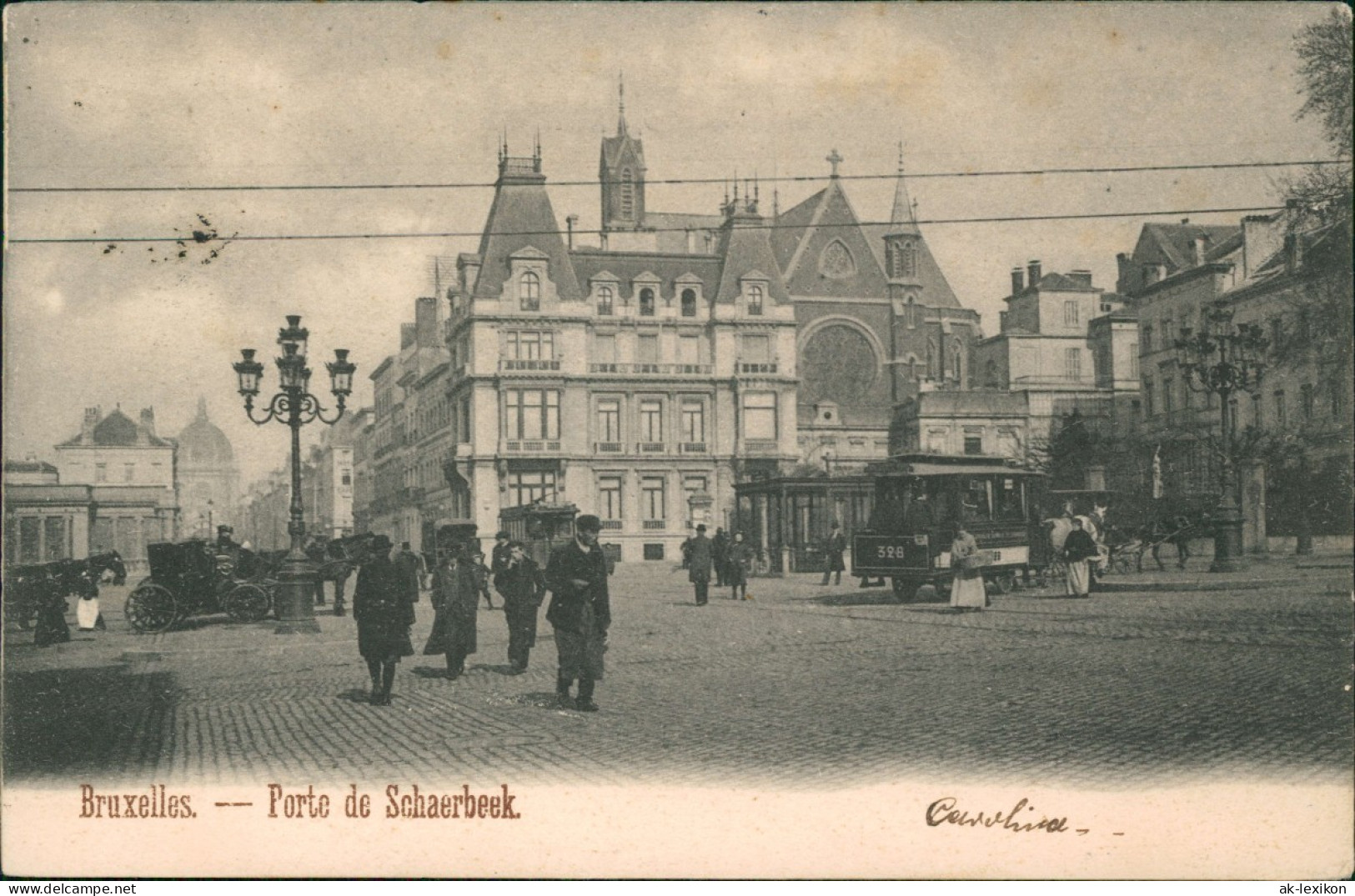 Brüssel Bruxelles Stadtteilansicht, Porte De Schaerbeek, Tram Personen 1902 - Autres & Non Classés