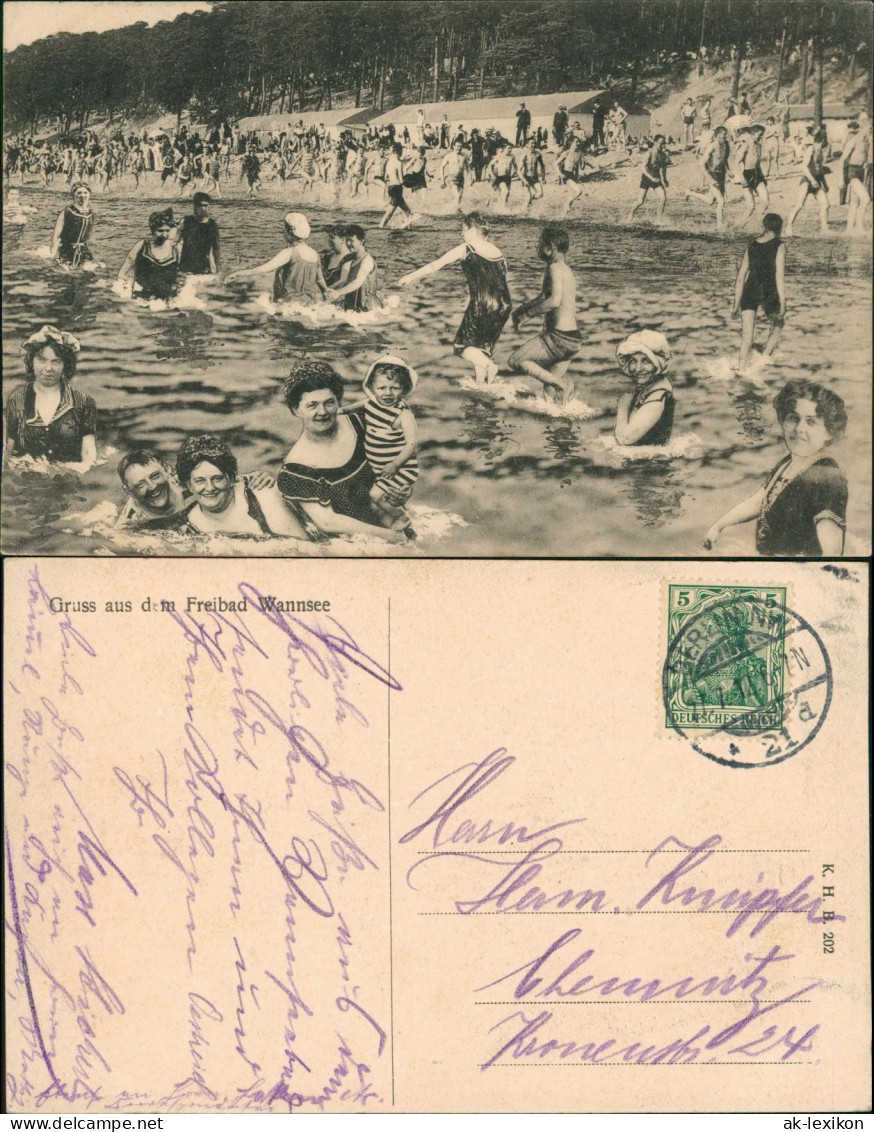 Ansichtskarte Wannsee-Berlin Reges Treiben Im Strandbad Wannsee 1912 - Wannsee