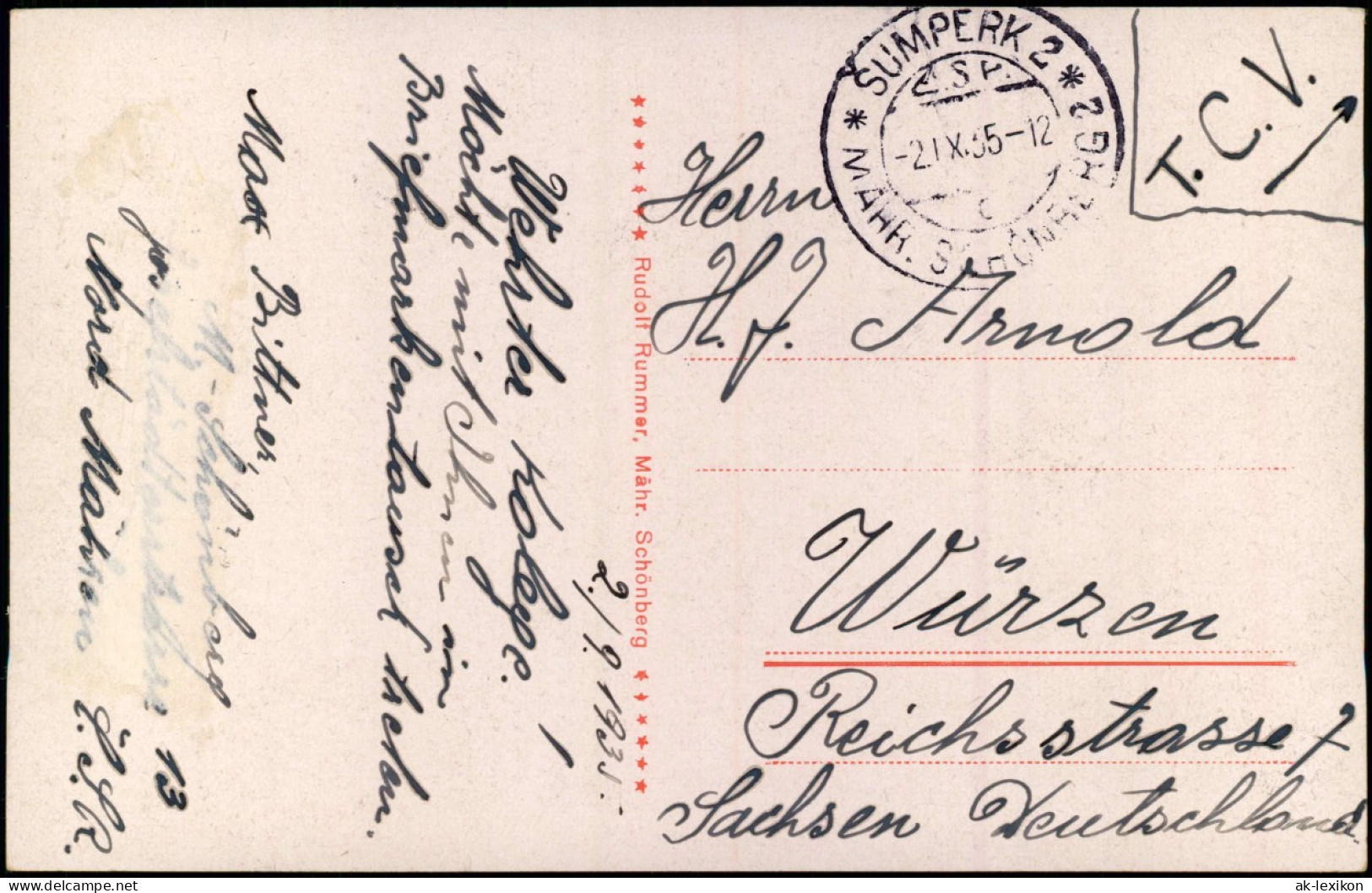 Postcard Mährisch Schönberg Šumperk Rathaus 1935 Gel. Mehrfachfrankatur - Tschechische Republik