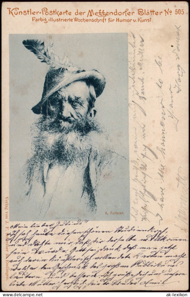 Typen Trachten Mann Künstler-Postkarte Der Meggendorfer Blätter 1898 - Costumi