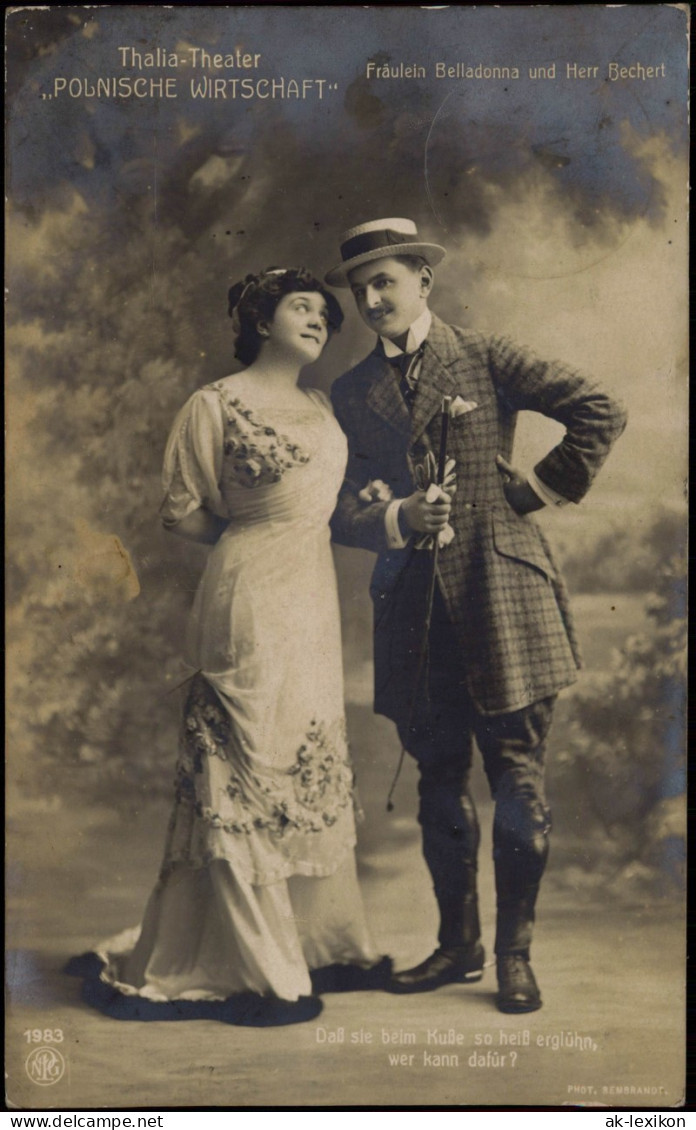 Ansichtskarte  Thalia-Theater ,,POLNISCHE WIRTSCHAFT" Schauspieler 1914 - Autres & Non Classés