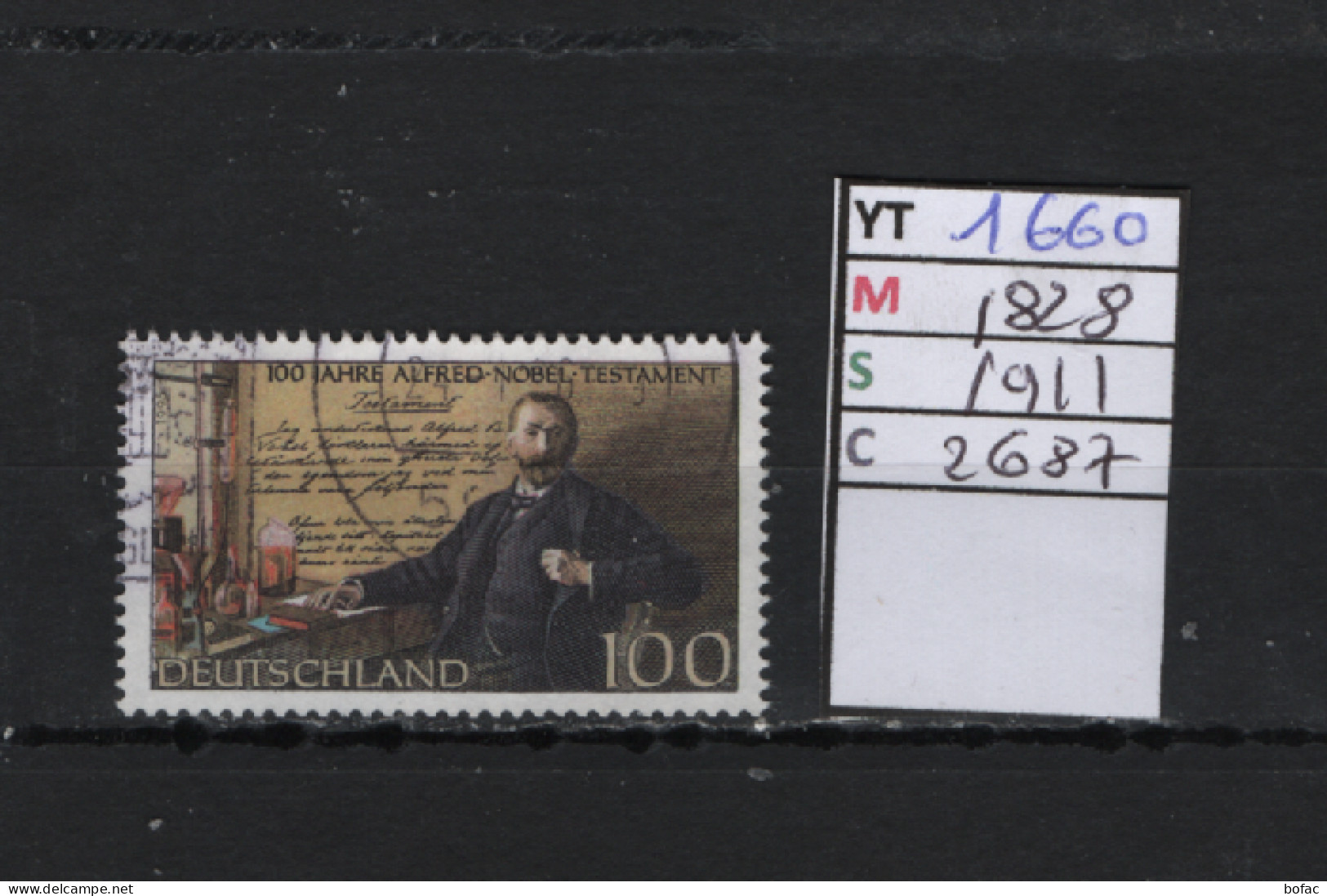 PRIX F. Obl 1660 YT 1828 MIC 1911 SCO 2687 GIB Alfred Nobel 1995 75/12 - Usados