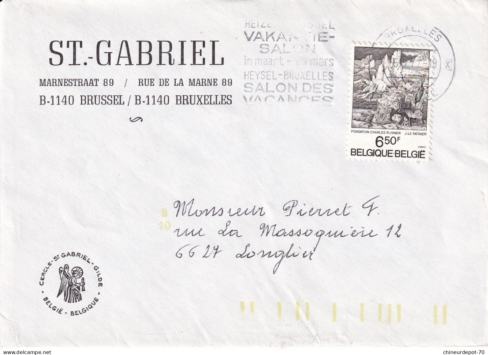 ST GABRIEL RUE DE LA MARNE BRUXELLES - Enveloppes