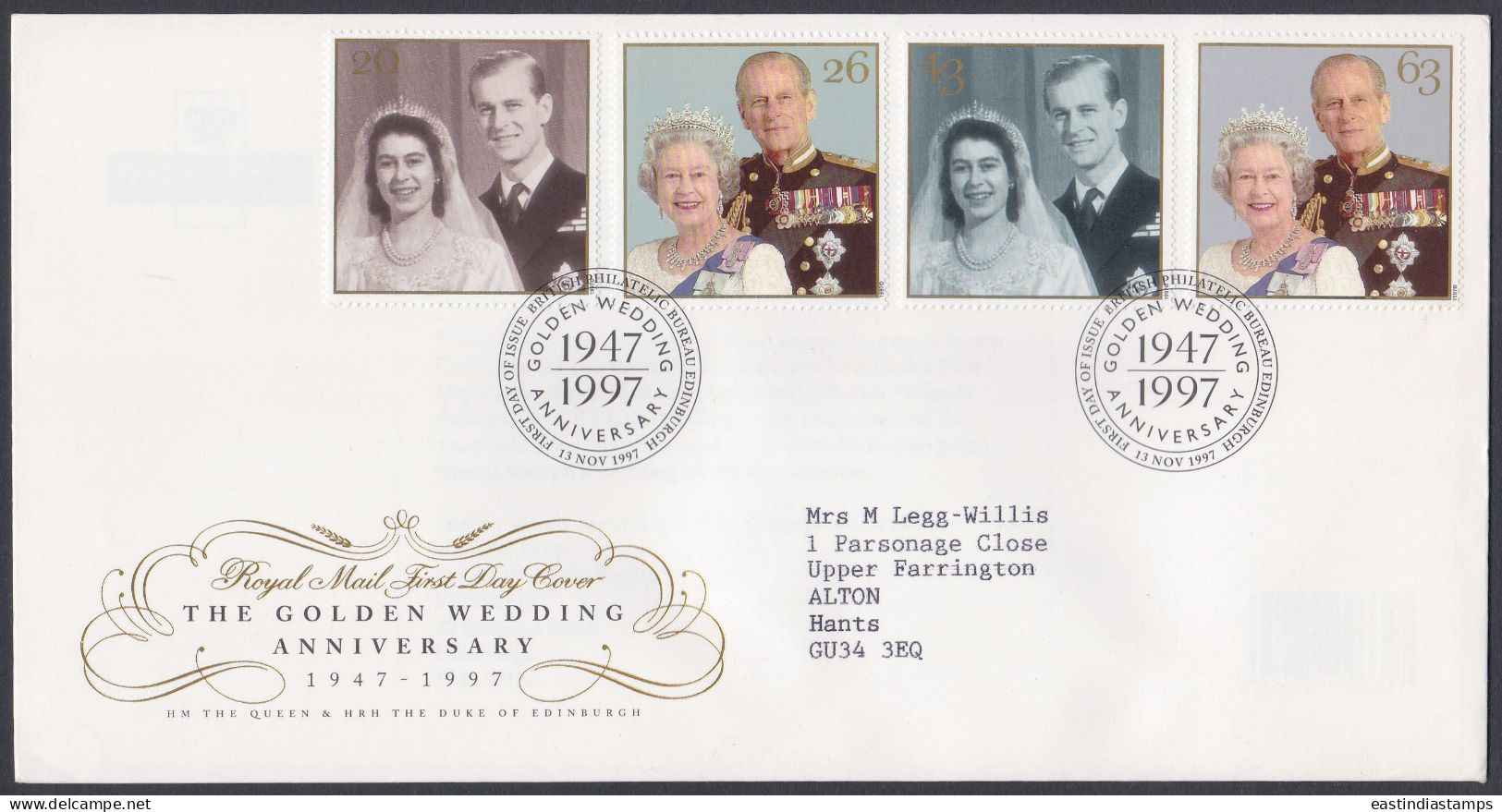 GB Great Britain 1998 FDC Wedding Anniversary, Queen Elizabeth II, Royal, Royalty, Pictorial Postmark, First Day Cover - Briefe U. Dokumente