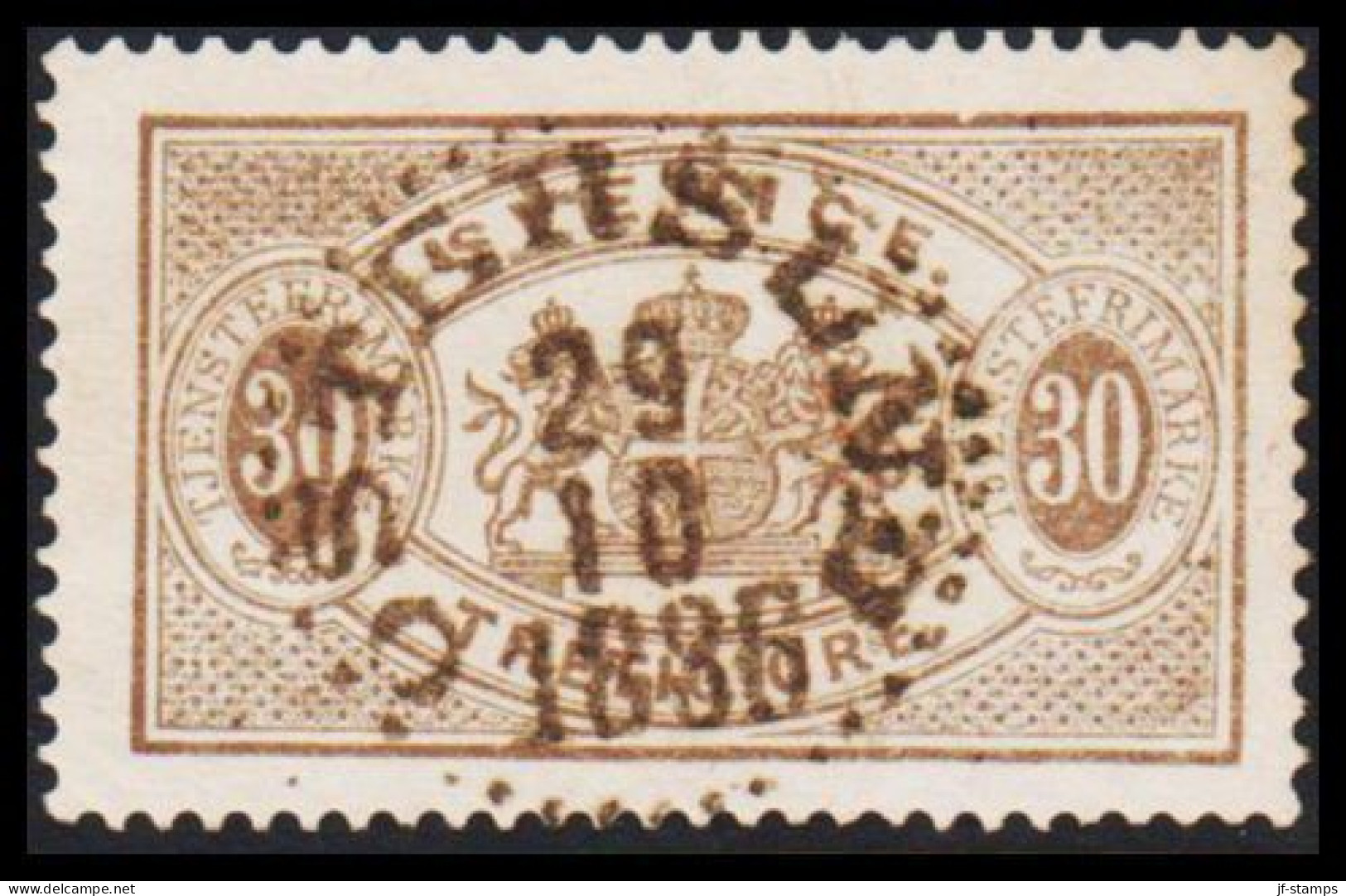 1877-1882. SVERIGE. Coat-of-Arms. Perf. 13. 30 ÖRE Cancelled ÖSTERSUND 29 10 1886. (Michel D. 9B) - JF545239 - Officials