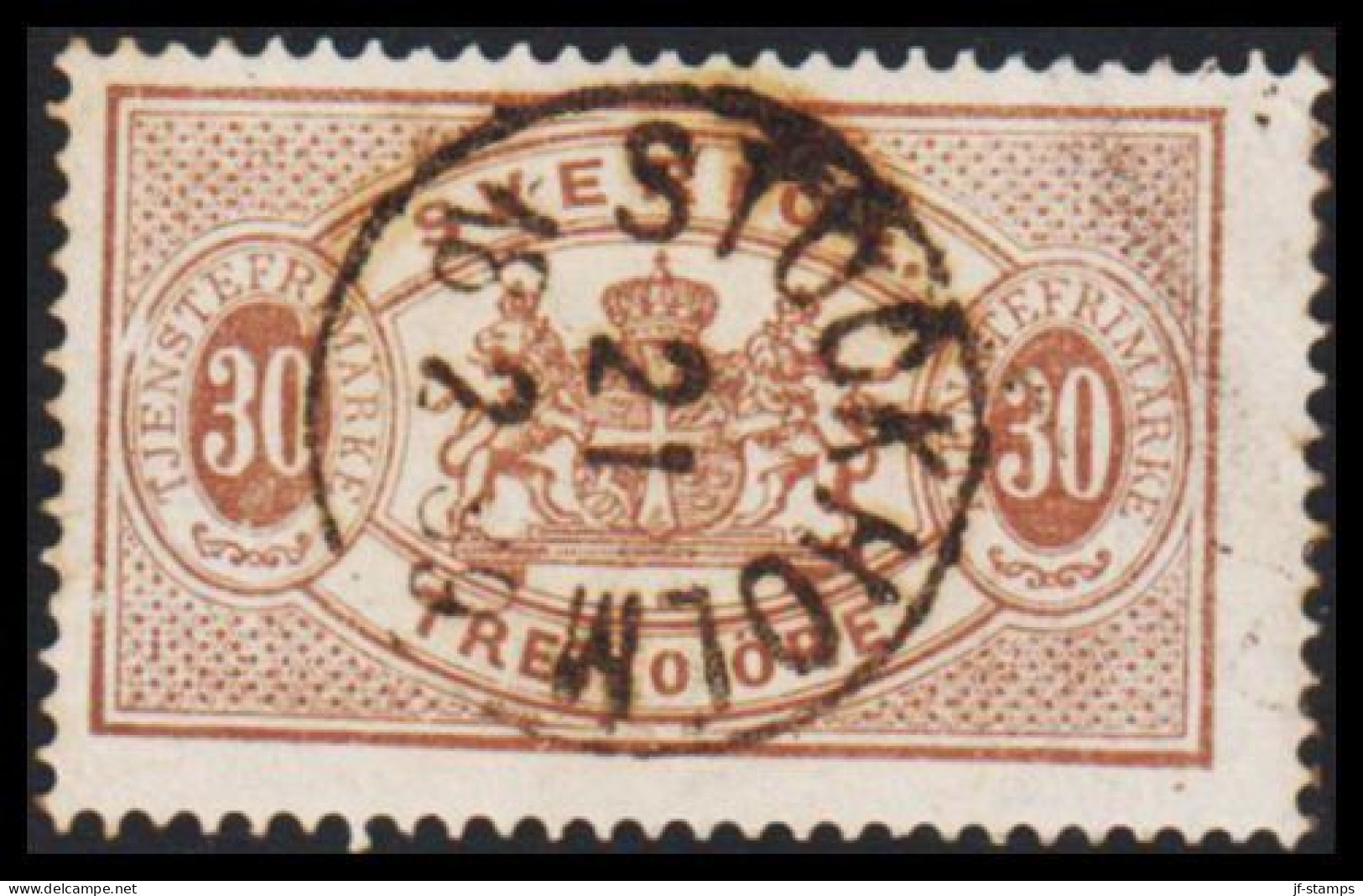 1877-1882. SVERIGE. Coat-of-Arms. Perf. 13. 30 ÖRE Cancelled STOCKHOLM 21 2 1889. (Michel D. 9B) - JF545242 - Officials