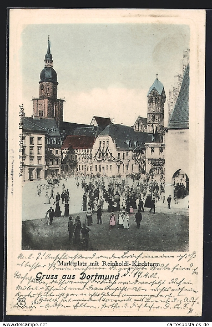 AK Dortmund, Marktplatz Mit Reinholdi-Kirchturm  - Dortmund