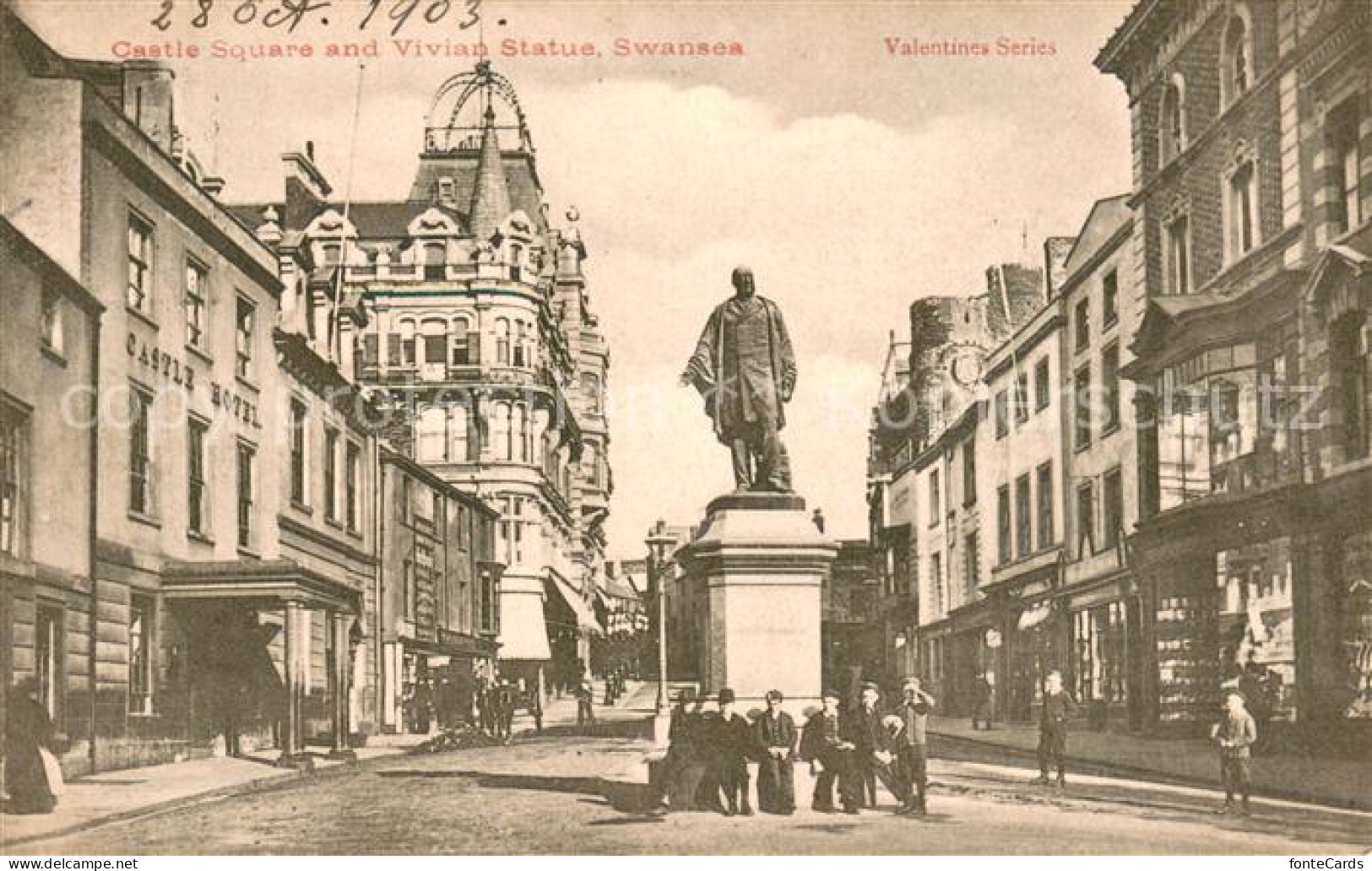 13700421 Swansea Castle Square And Vivian Statue Swansea - Andere & Zonder Classificatie