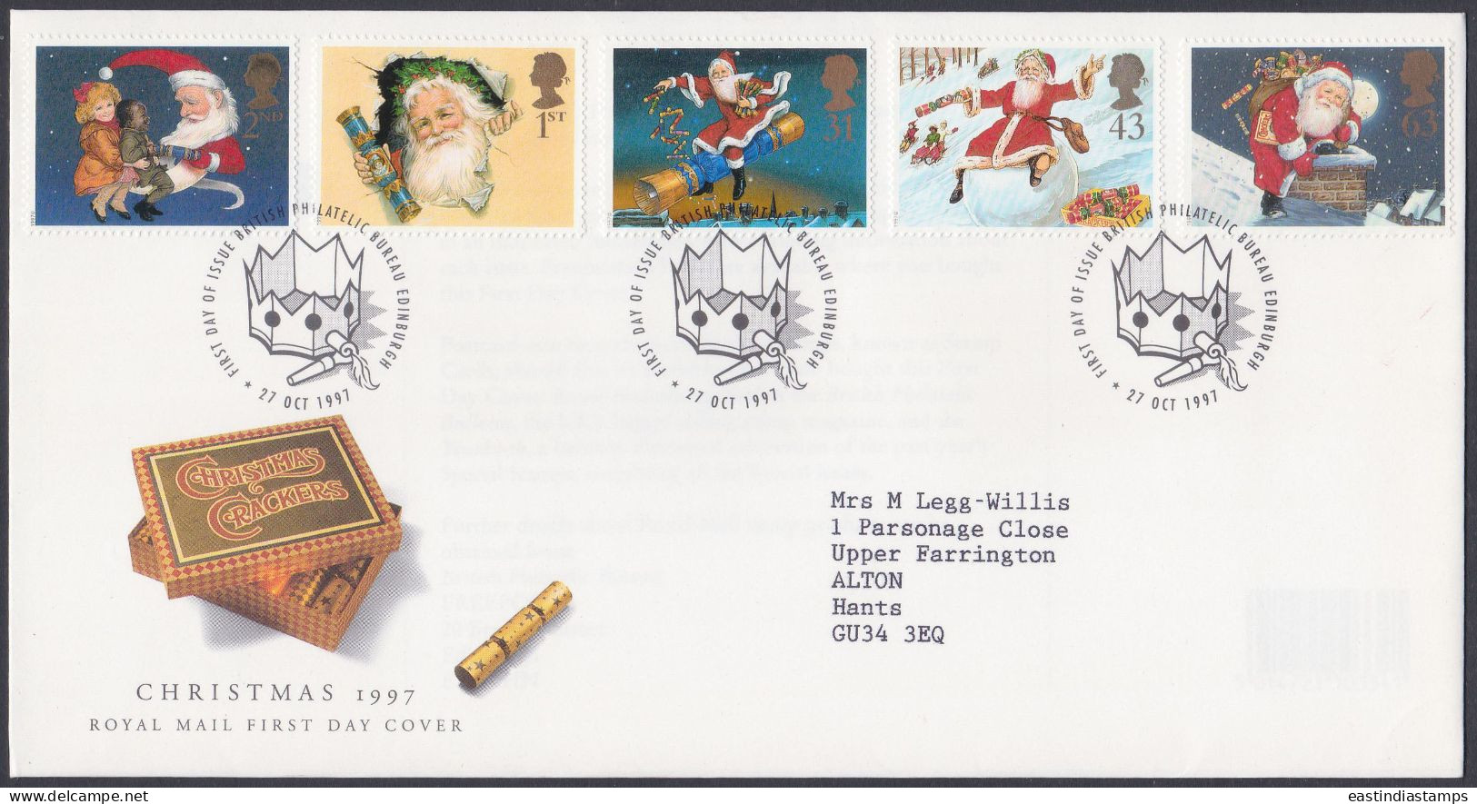 GB Great Britain 1997 FDC Christmas, Christianity, Christian, Festival, Santa Claus, Pictorial Postmark, First Day Cover - Lettres & Documents