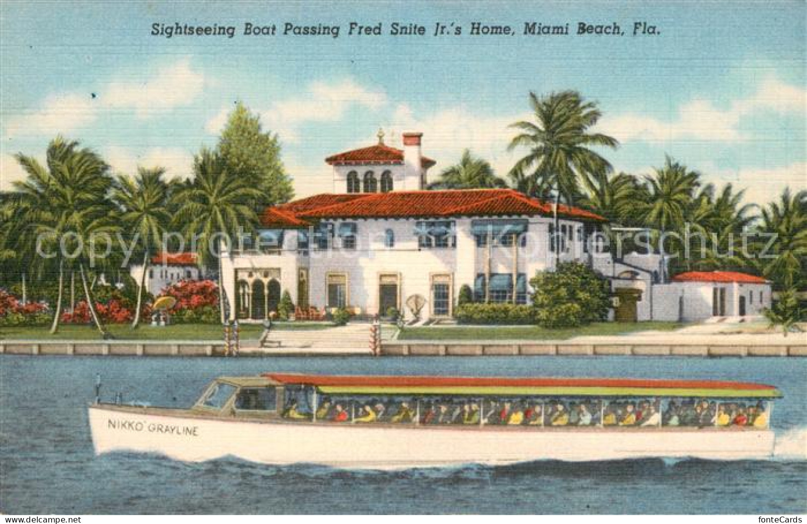 13699514 Miami_Beach Sightseeing Boat Passing Fred Snite Jrs Home - Autres & Non Classés