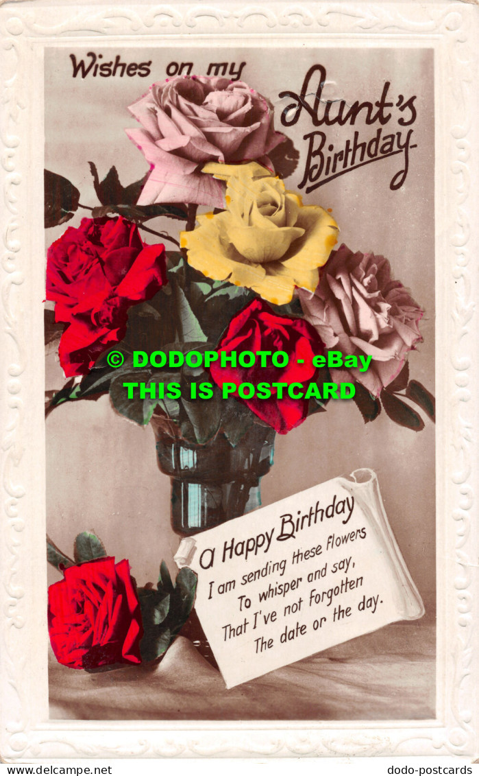 R516039 Wishes On My Aunt Birthday. Roses In Vase. 1939 - Mondo