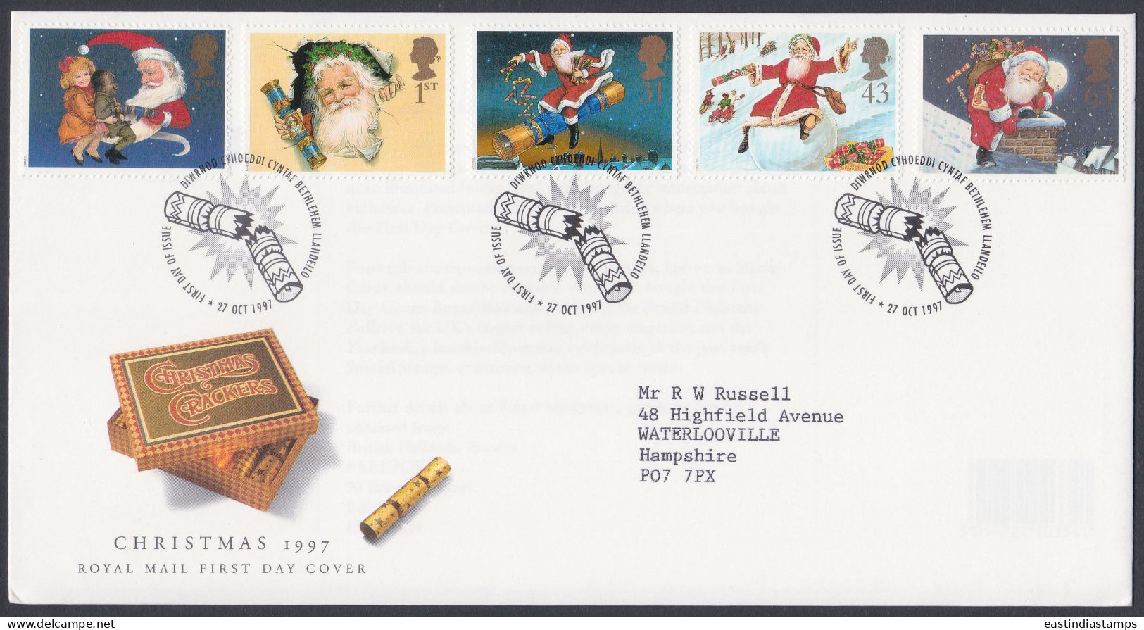 GB Great Britain 1997 FDC Christmas, Christianity, Christian, Festival, Santa Claus, Pictorial Postmark, First Day Cover - Covers & Documents